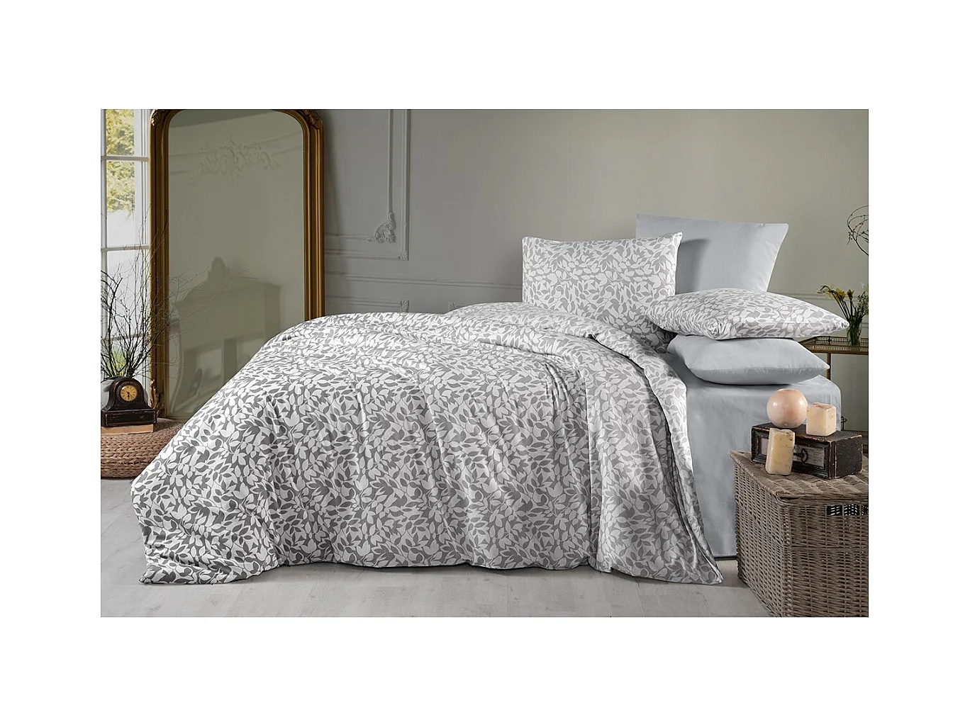 Housse de couette + taie(s) oreiller "Perry" 100% coton imprimé.