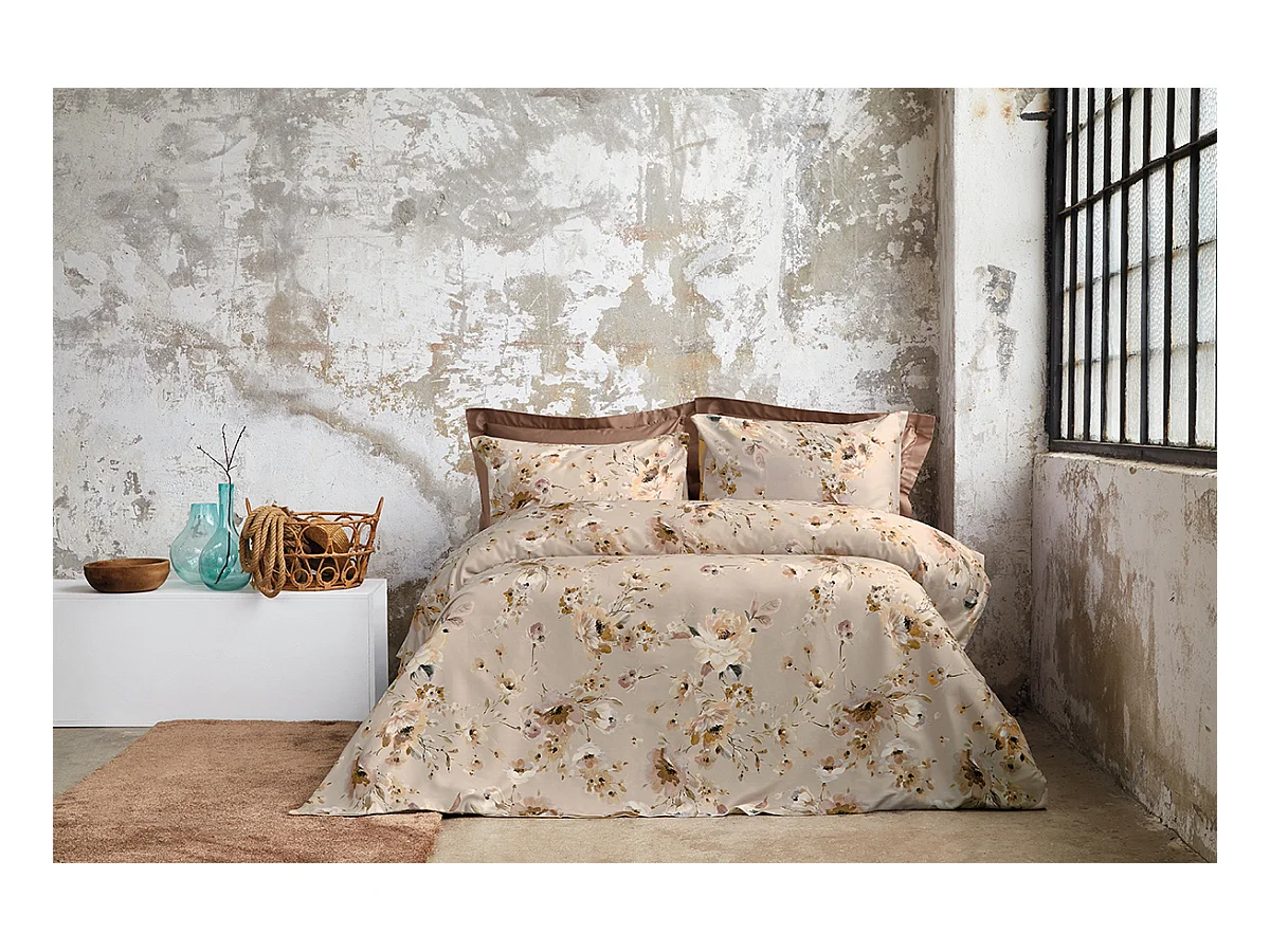 Housse de couette + taie(s) oreiller satin de coton "Aki"