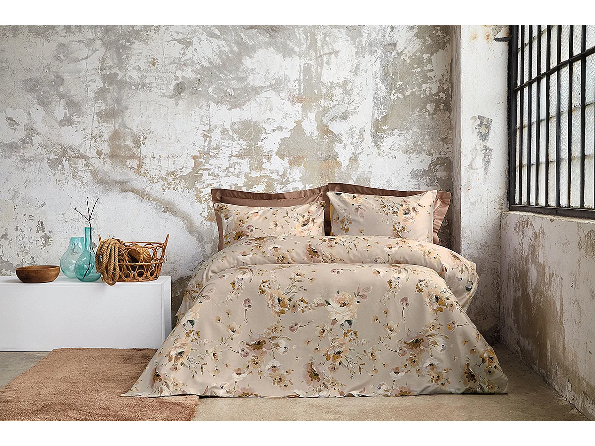 Housse de couette + taie(s) oreiller satin de coton "Aki"