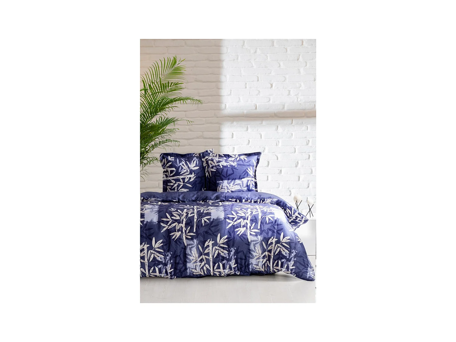 Housse de couette + taie(s) oreiller "Bamboo" 100% coton imprimé.