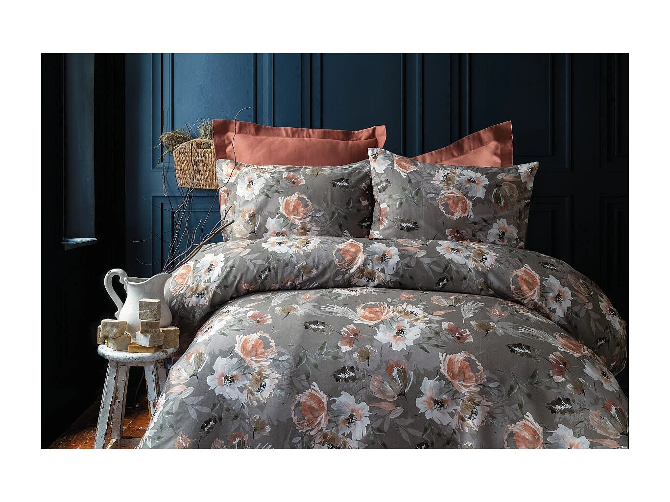 Set letto matrimoniale 240x220 cm+2 federe 63x63 cm in raso di cotone