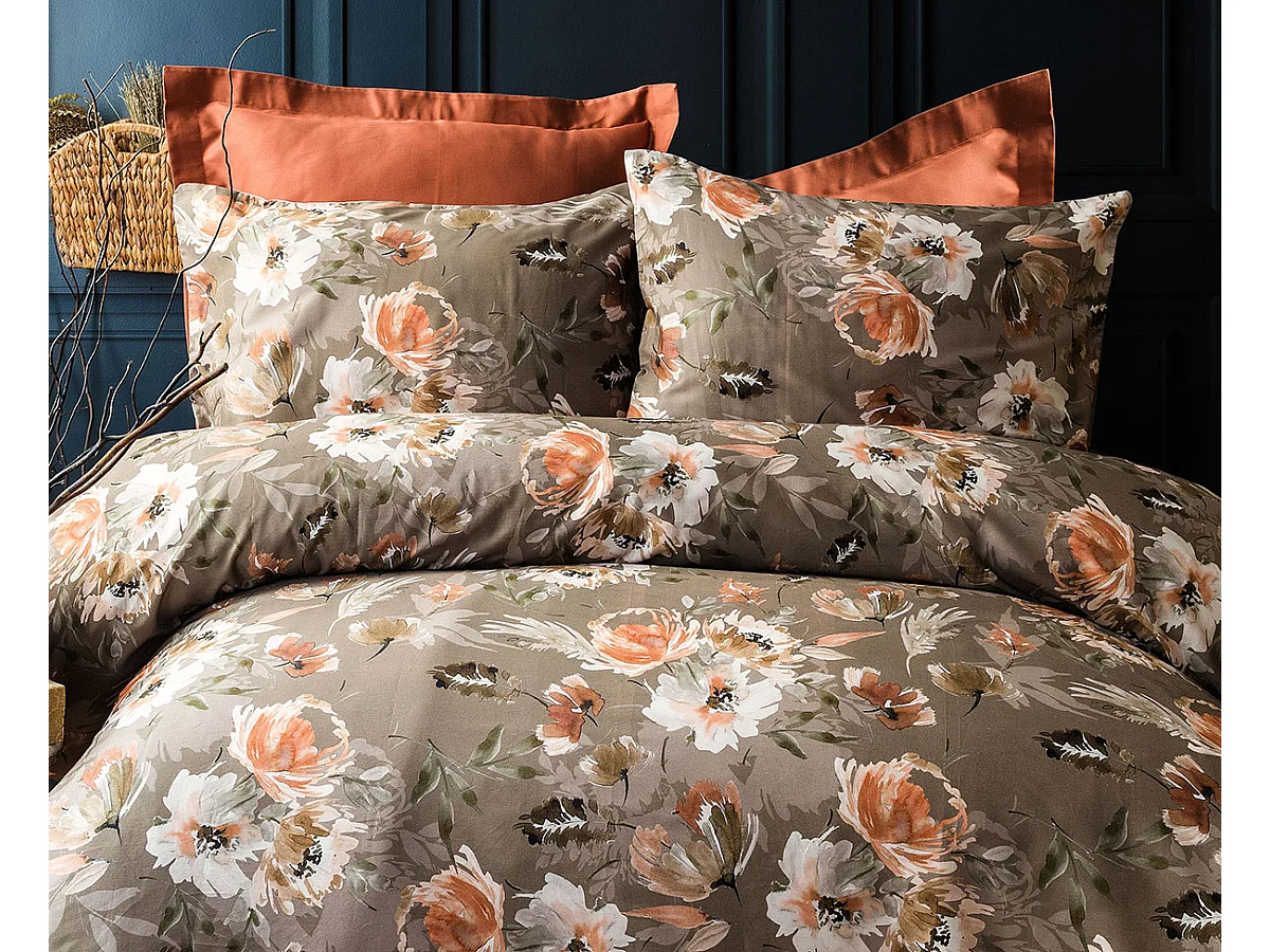 Set letto matrimoniale 240x220 cm+2 federe 63x63 cm in raso di cotone