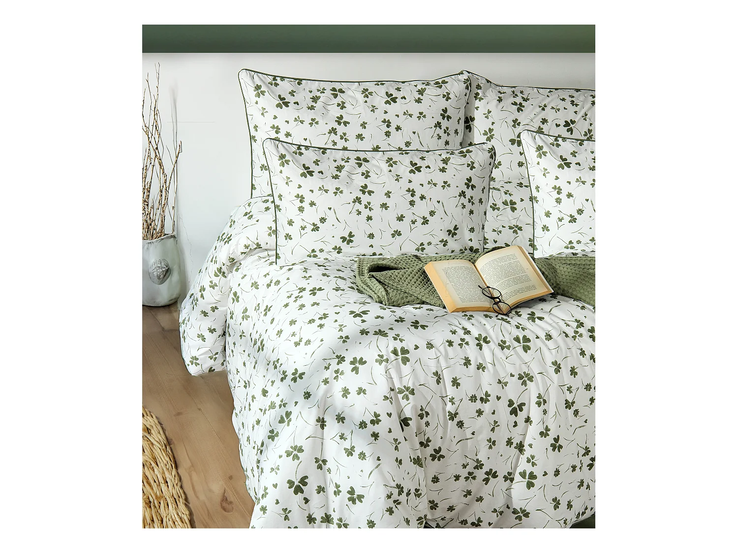Housse de couette + taie(s) oreiller "Parlin" 100% coton imprimé.
