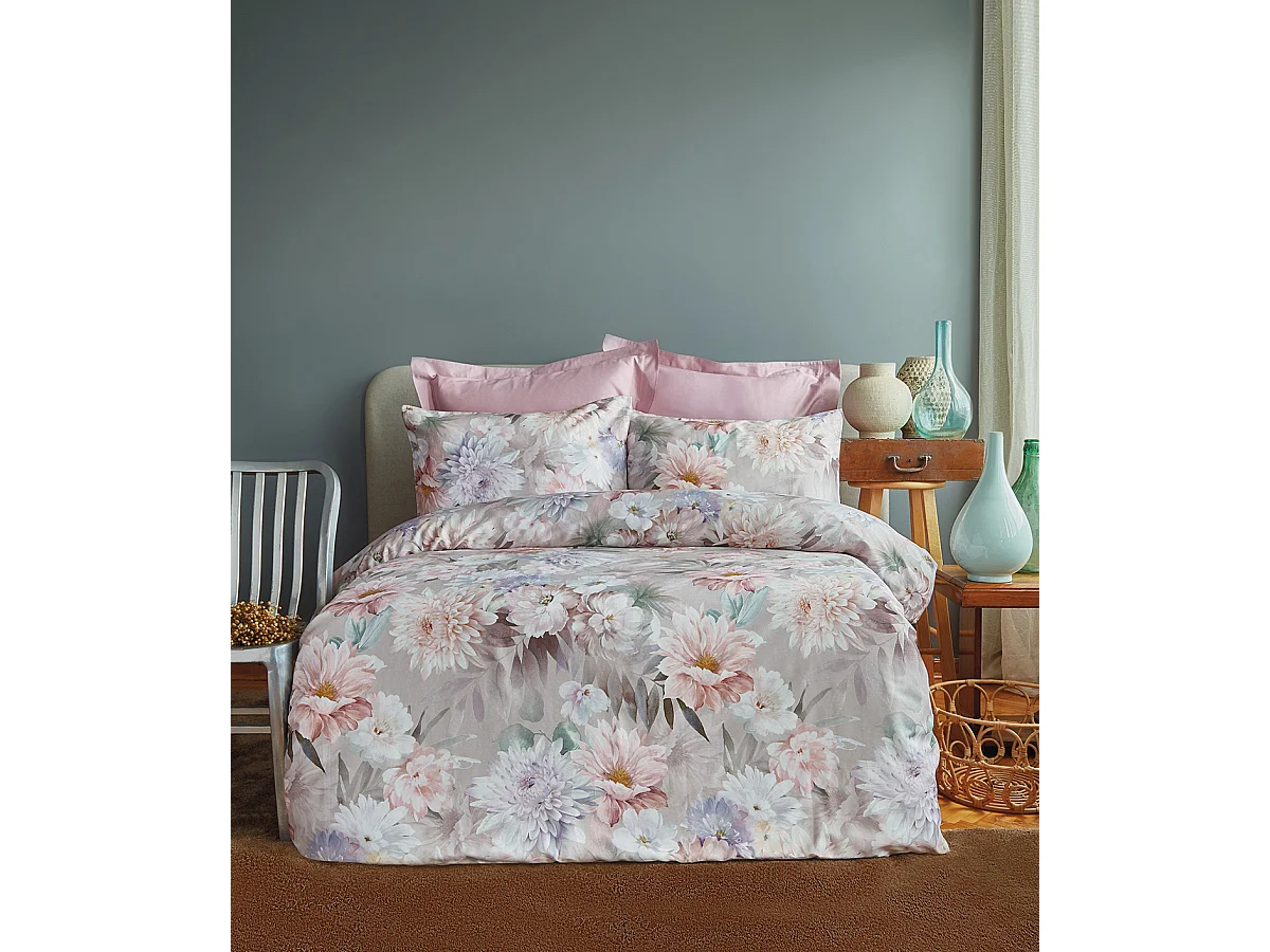 Housse de couette + taie(s) oreiller satin de coton "Poliere"