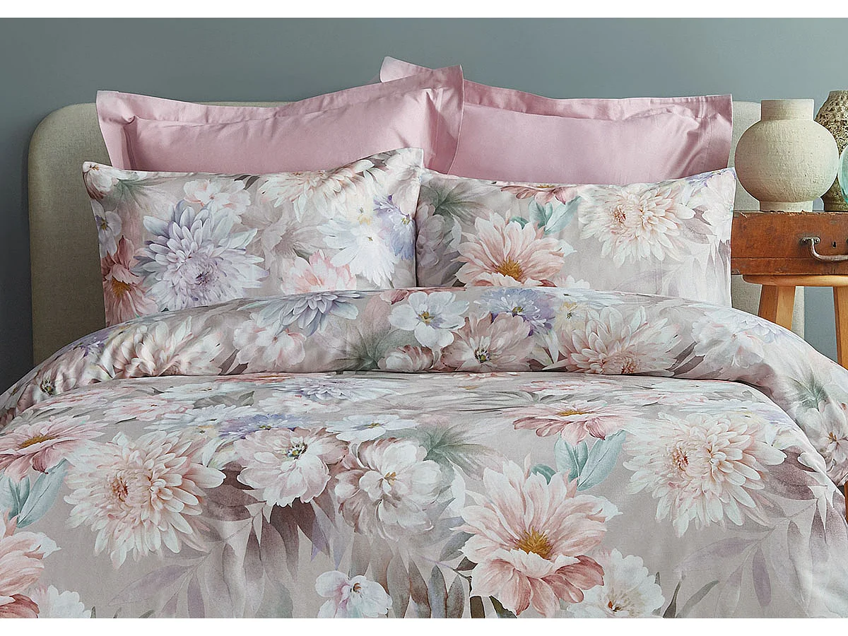 Bettwäschegarnitur  1 Bettbezug 240x220 cm+2 Kopfkissenbez 63x63 cm-Baumwollsatin