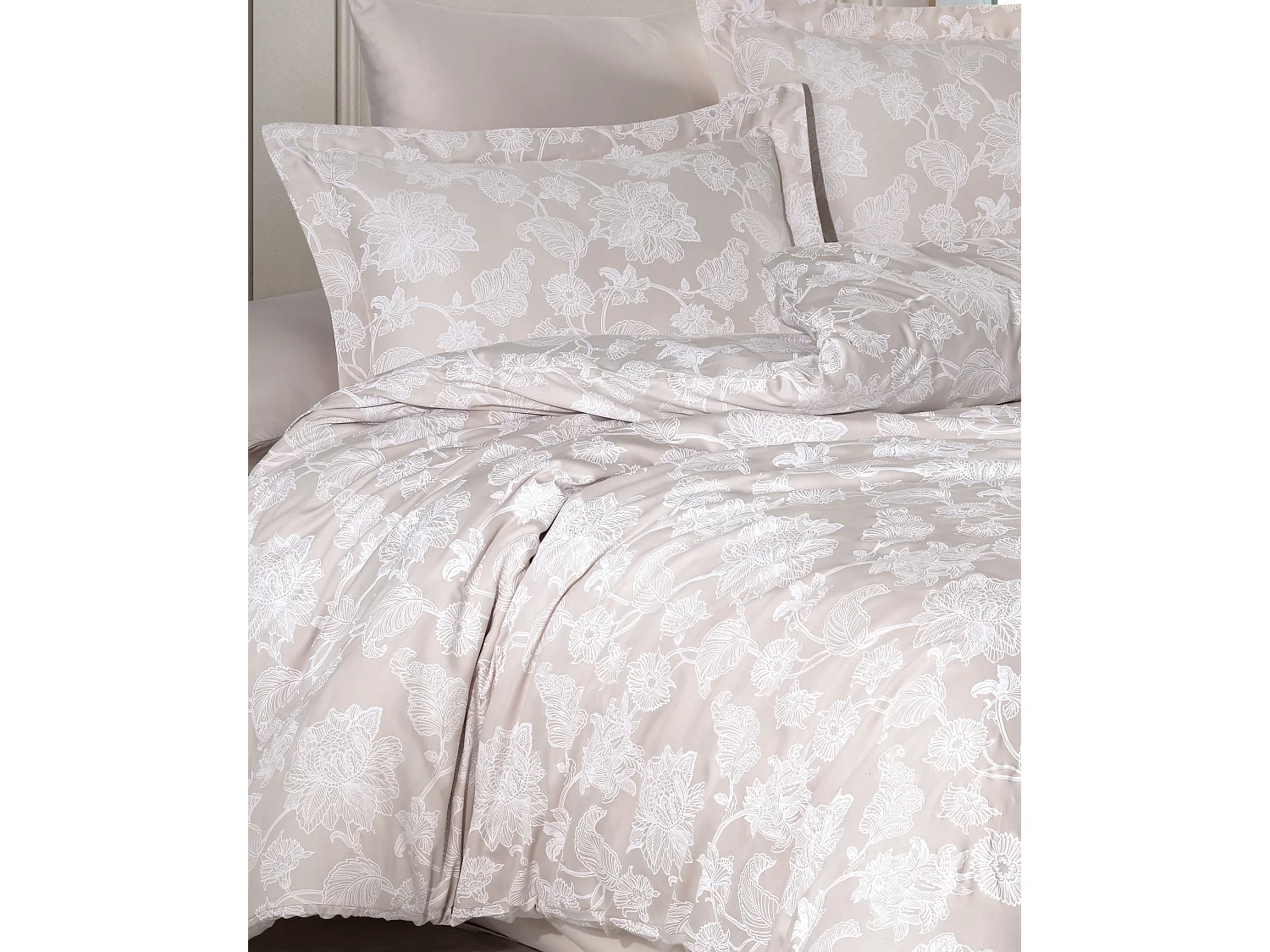 Juego de funda de edredón + funda de almohada satén de algodón "Sofia beige"