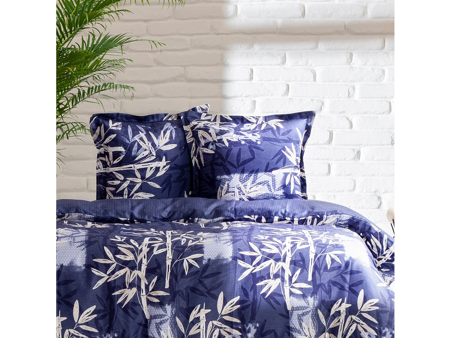 Housse de couette + taie(s) oreiller "Bamboo" 100% coton imprimé.