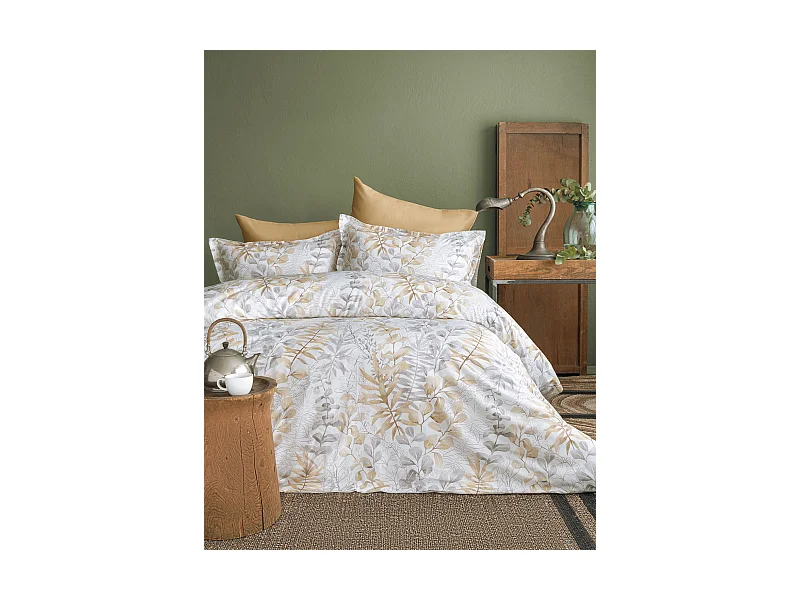 Bettwäschegarnitur  1 Bettbezug 240x220 cm+2 Kopfkissenbez 63x63 cm-Baumwollsatin