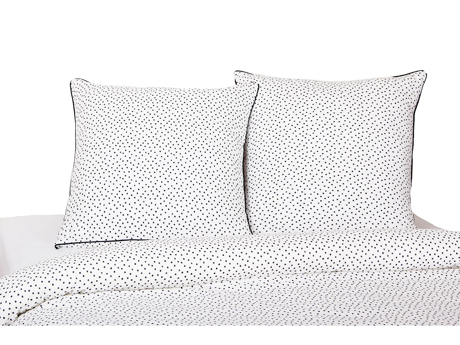 Housse de couette + taie(s) oreiller "Points" 100% coton imprimé.