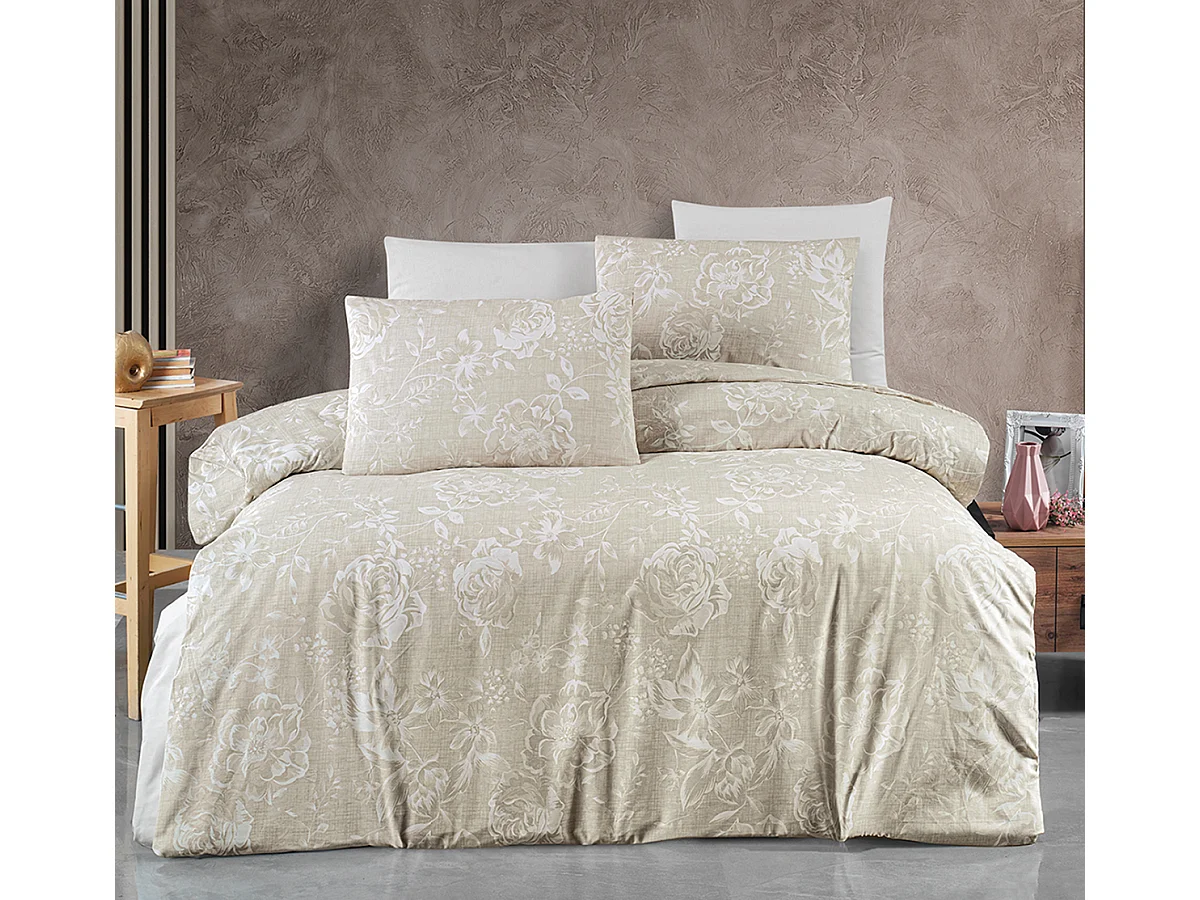 Housse de couette + taie(s) oreiller "Raisa" 100% coton imprimé.