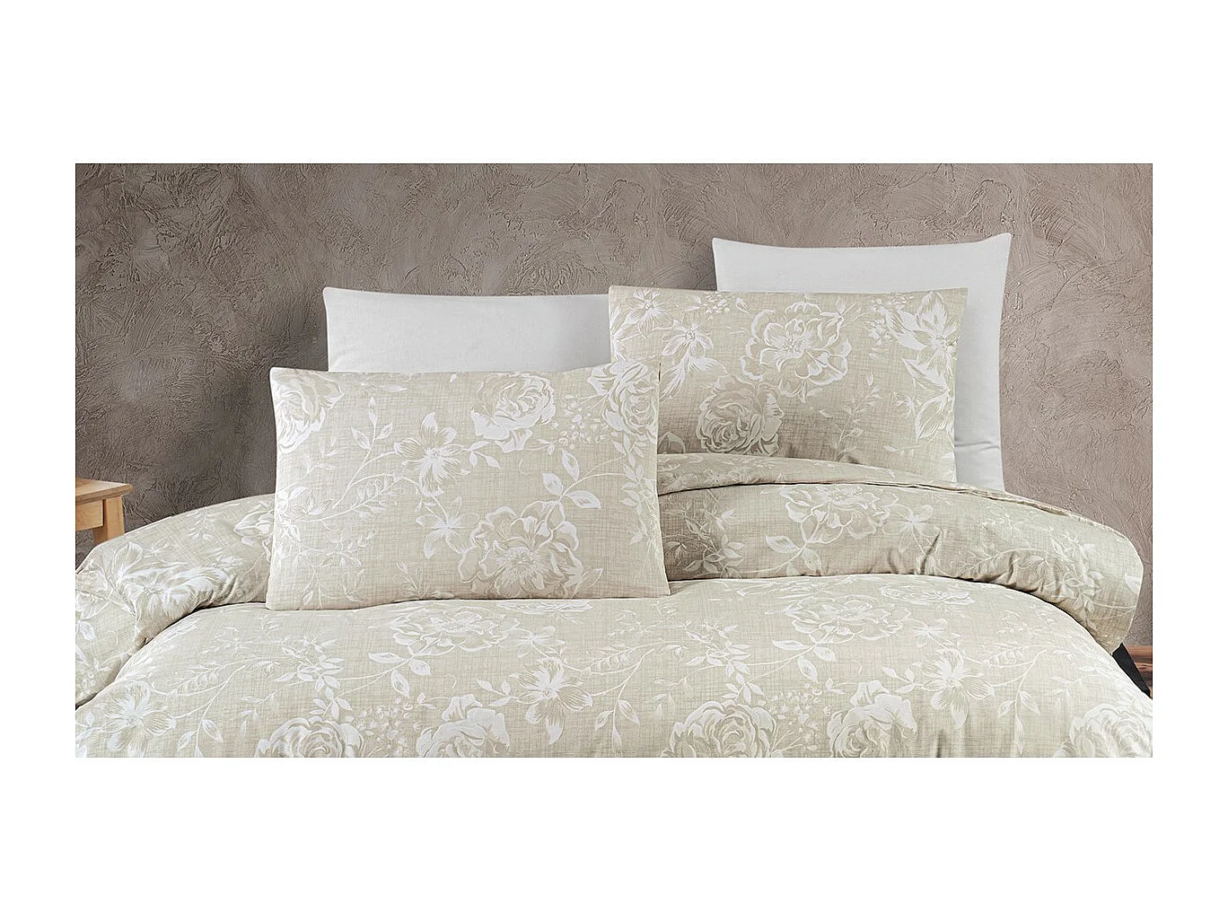 Housse de couette + taie(s) oreiller "Raisa" 100% coton imprimé.