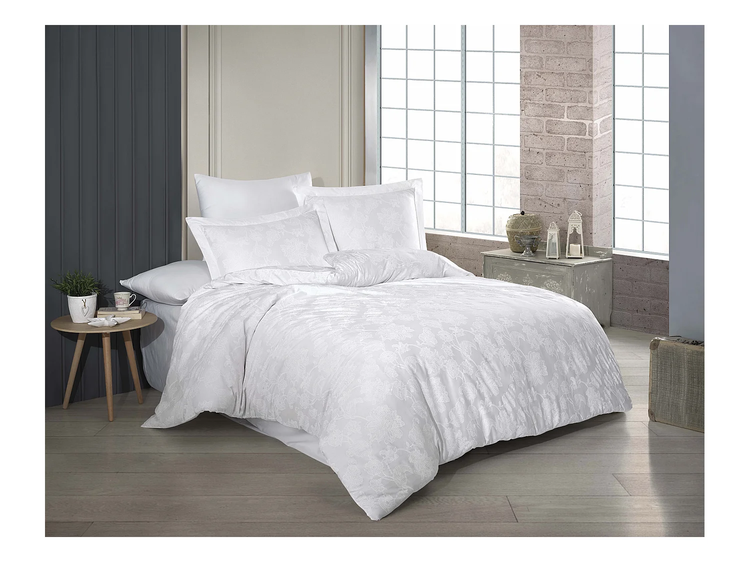 Set letto singolo 140x200 cm+ 1 federa 63x63 cm in raso di cotone