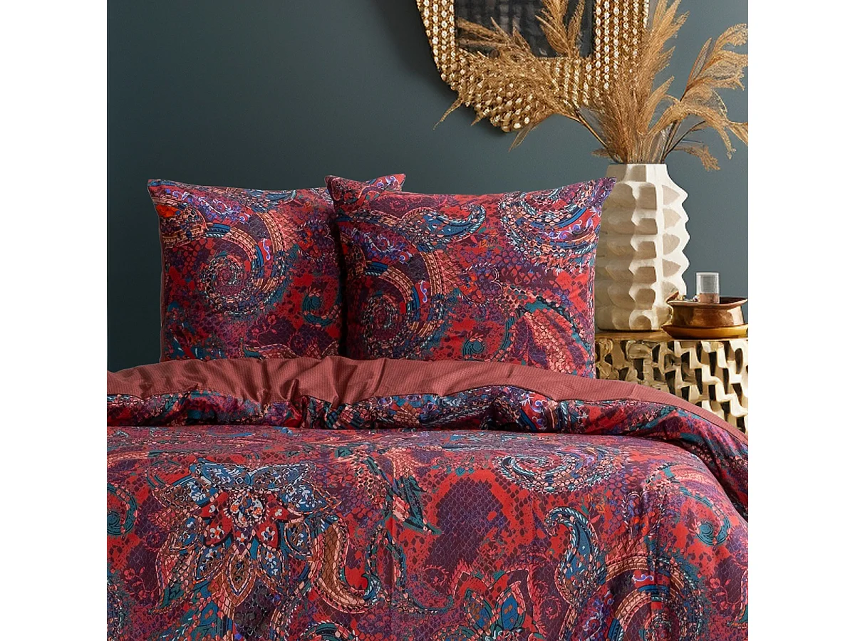 Housse de couette + taie(s) oreiller "Harmoney" 100% coton imprimé.