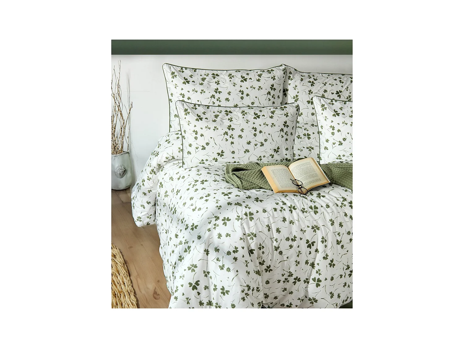 Housse de couette + taie(s) oreiller "Parlin" 100% coton imprimé.