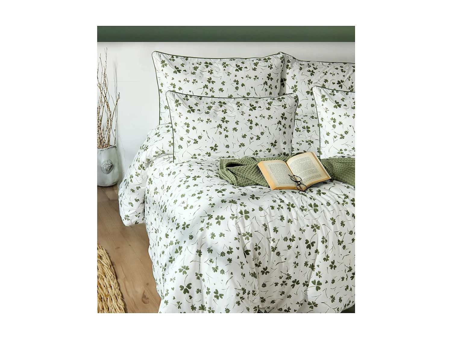 Housse de couette + taie(s) oreiller "Parlin" 100% coton imprimé.