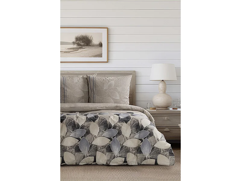 Housse de couette + taie(s) oreiller "Bernanda" 100% coton imprimé.