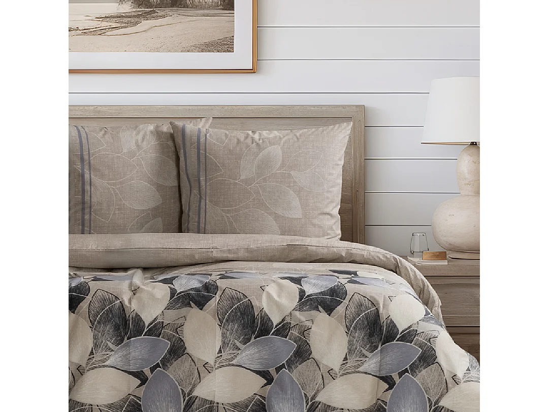 Housse de couette + taie(s) oreiller "Bernanda" 100% coton imprimé.