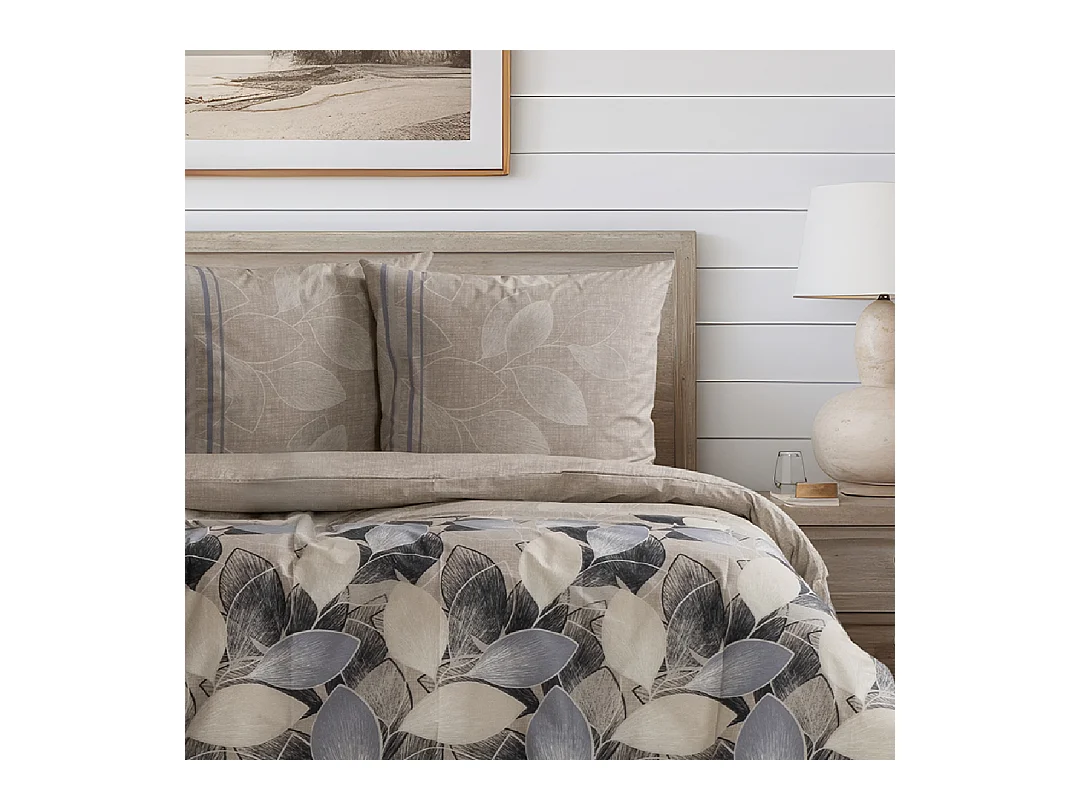 Housse de couette + taie(s) oreiller "Bernanda" 100% coton imprimé.