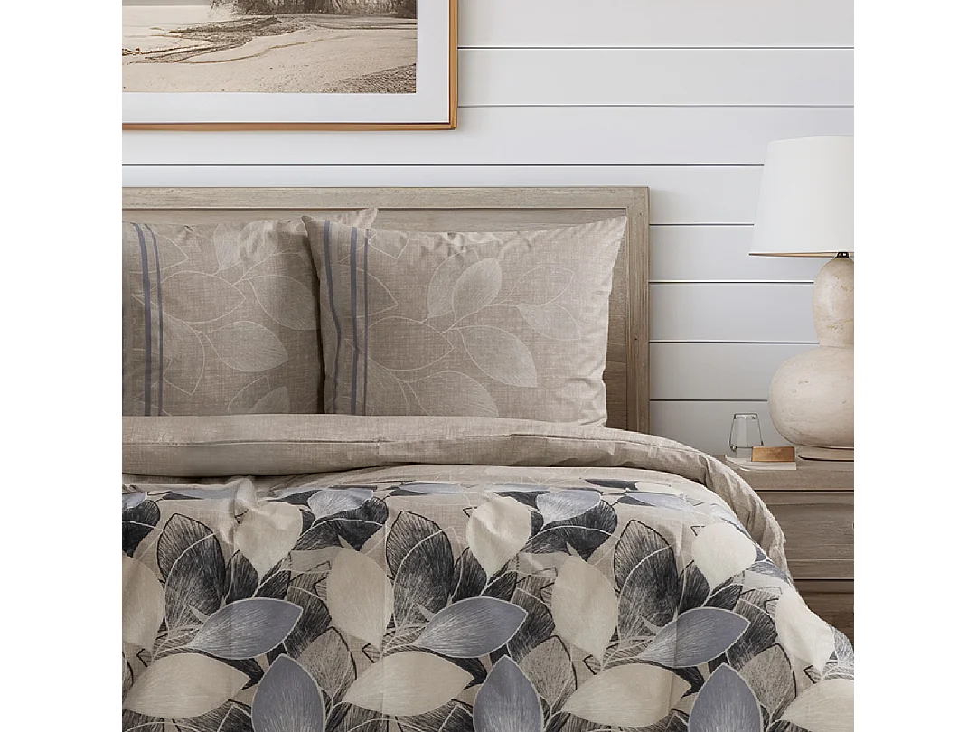 Housse de couette + taie(s) oreiller "Bernanda" 100% coton imprimé.