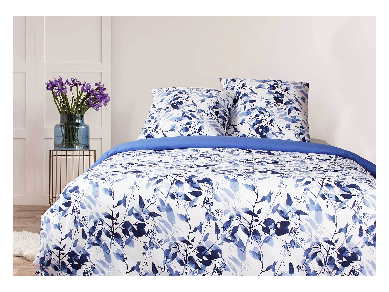 Housse de couette + taie(s) oreiller "Leaves" 100% coton imprimé.