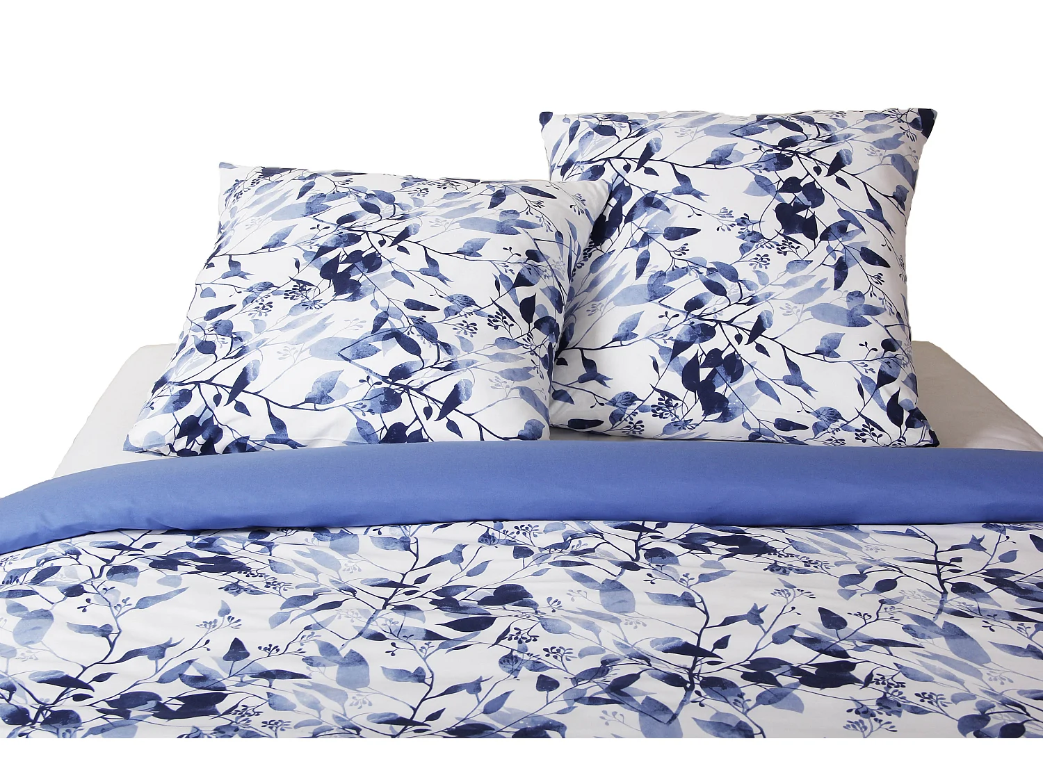 Housse de couette + taie(s) oreiller "Leaves" 100% coton imprimé.