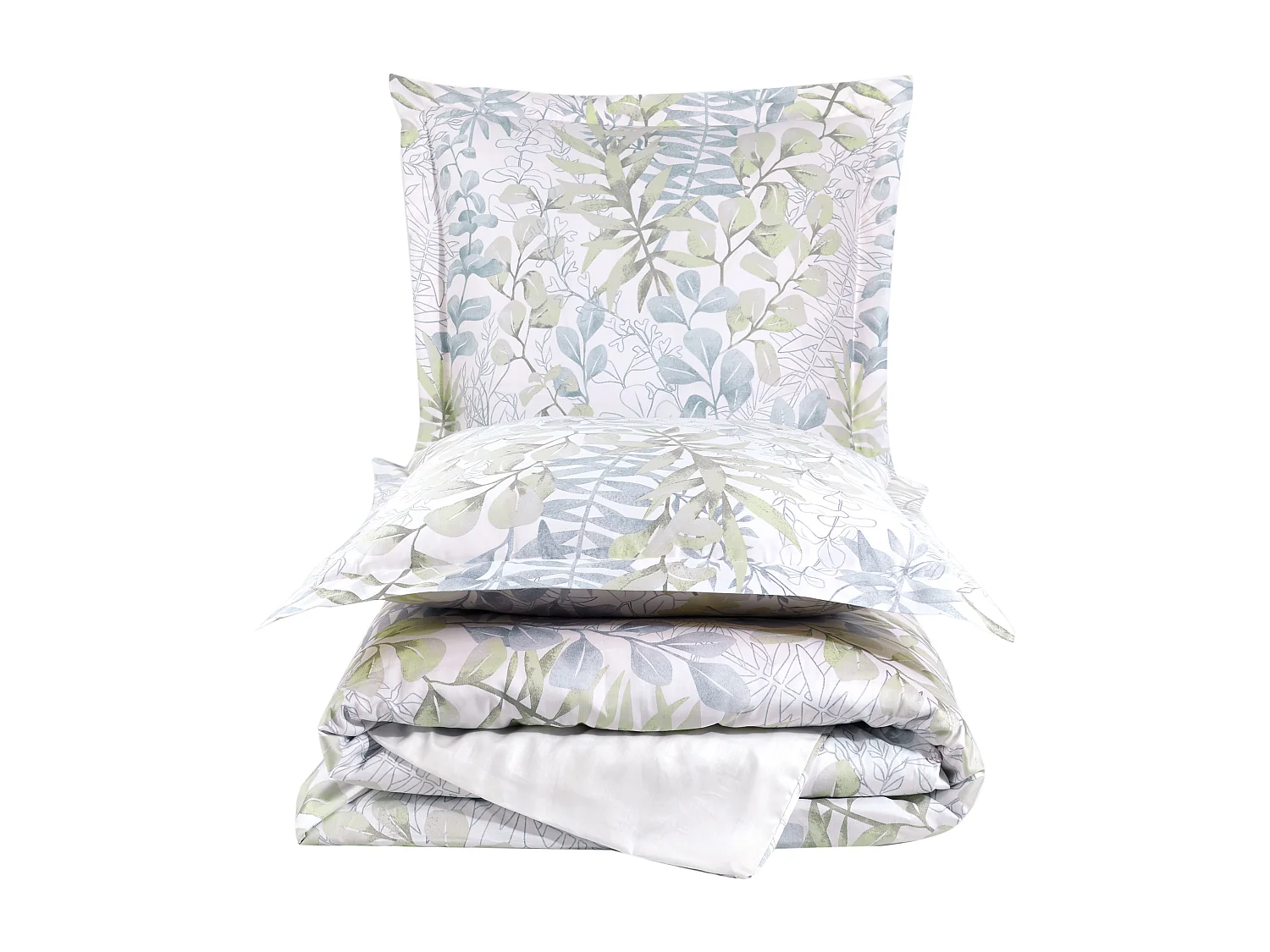 Housse de couette + taie(s) oreiller satin de coton "Occale green"