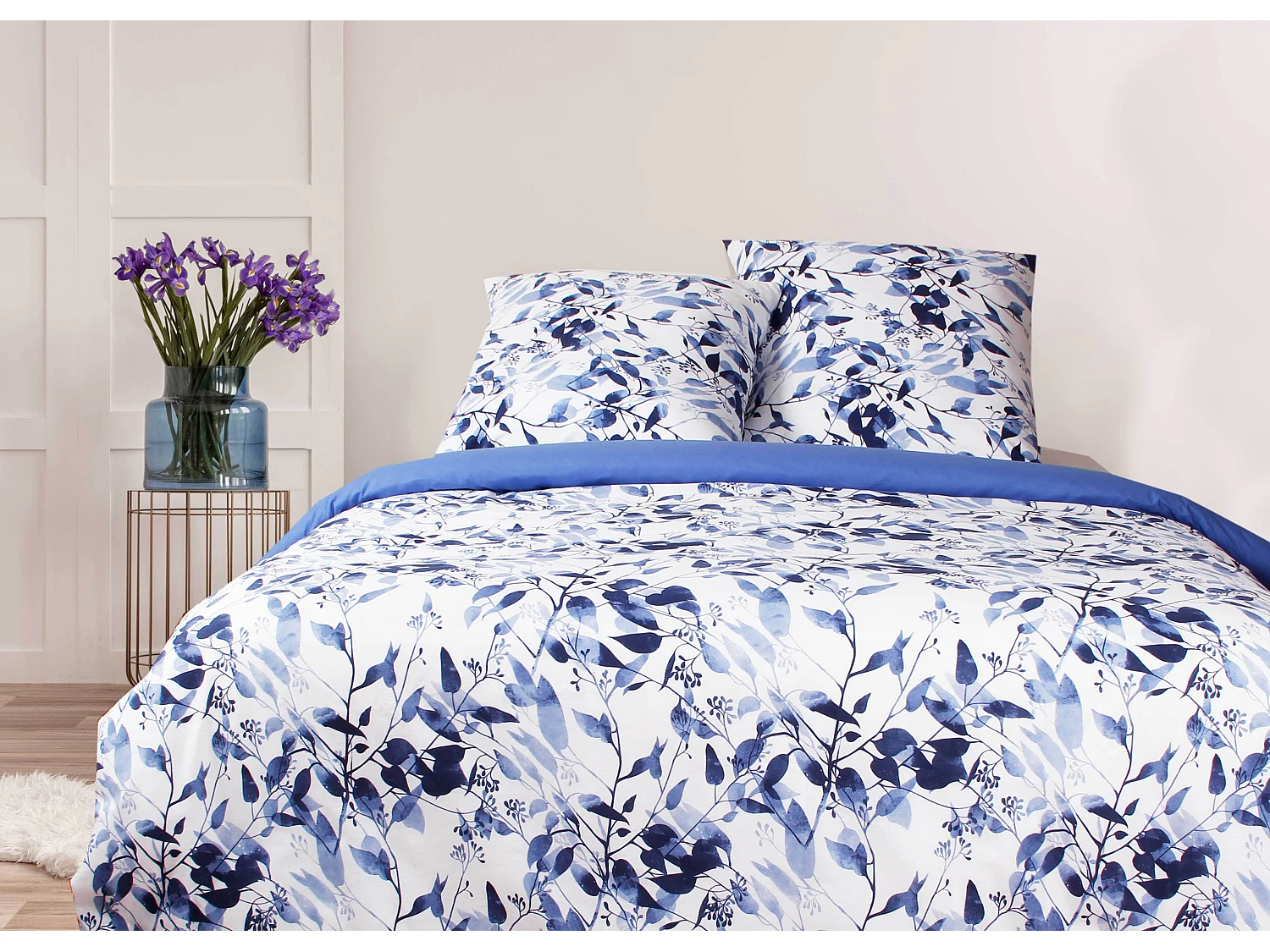 Housse de couette + taie(s) oreiller "Leaves" 100% coton imprimé.
