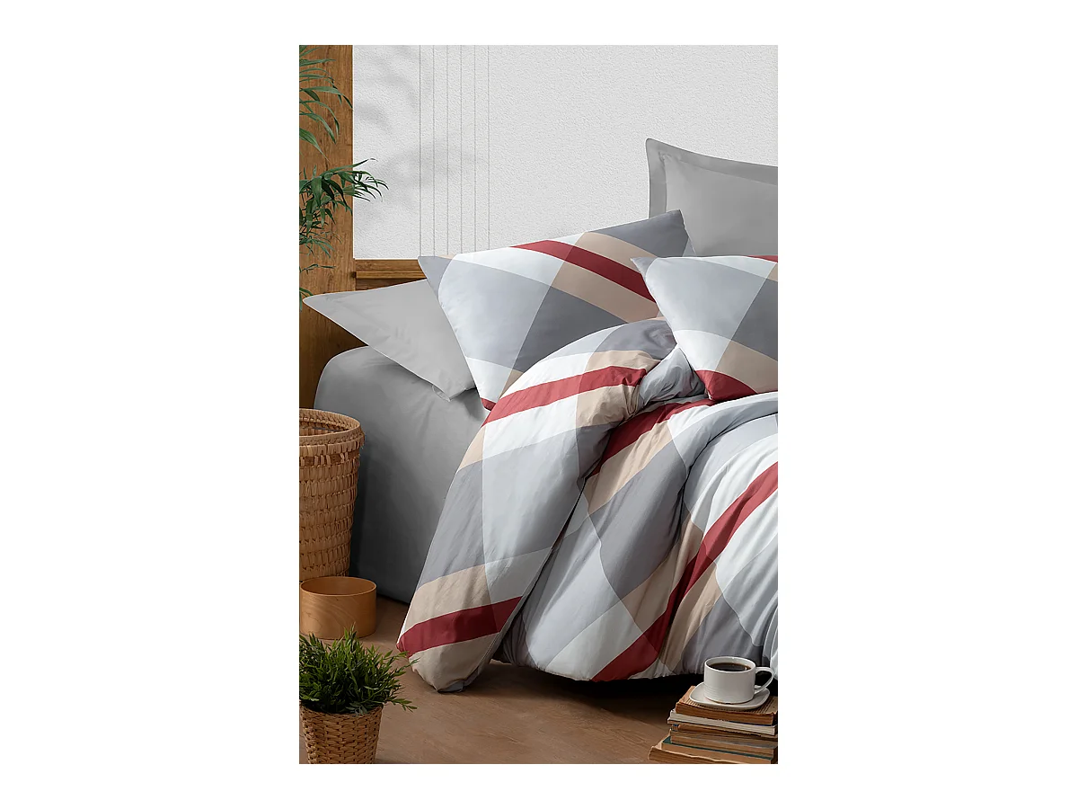 1 persoons beddengoed 140x200 cm+1 kussensloop 65x65 cm in katoen