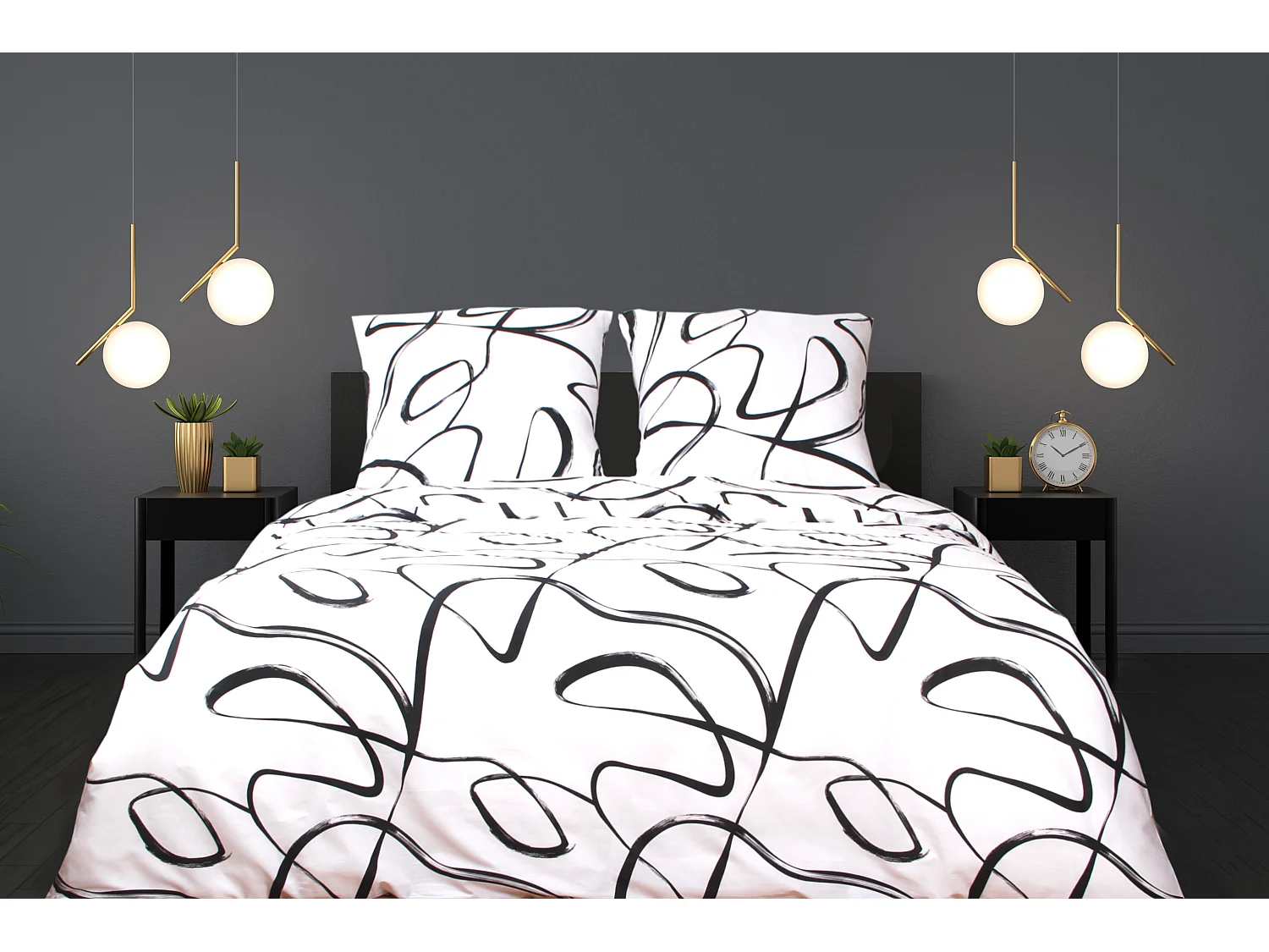 Housse de couette + taie(s) oreiller "Irregulaire" 100% coton imprimé.