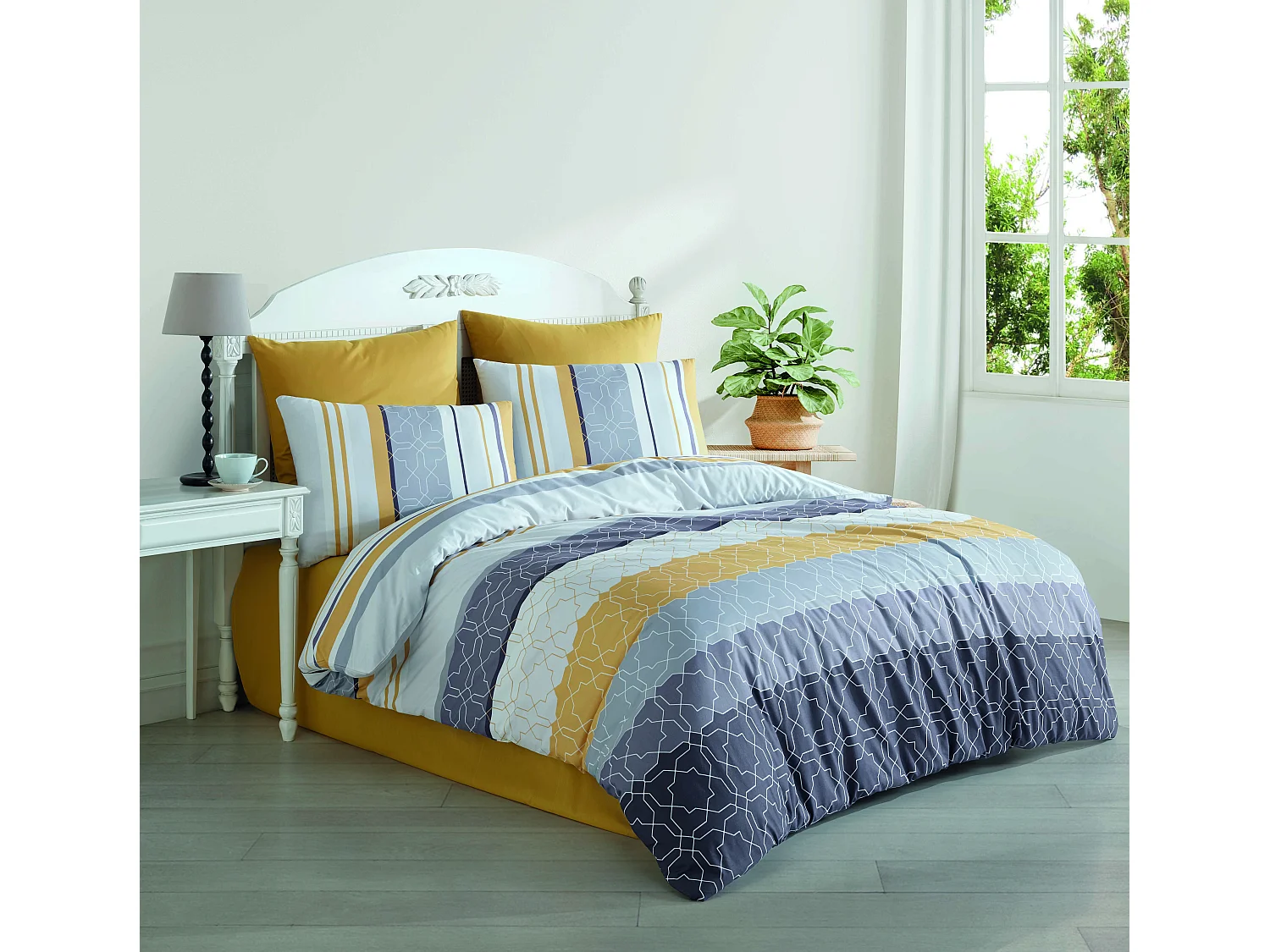 1 persoons beddengoed 140x200 cm+1 kussensloop 65x65 cm in katoen