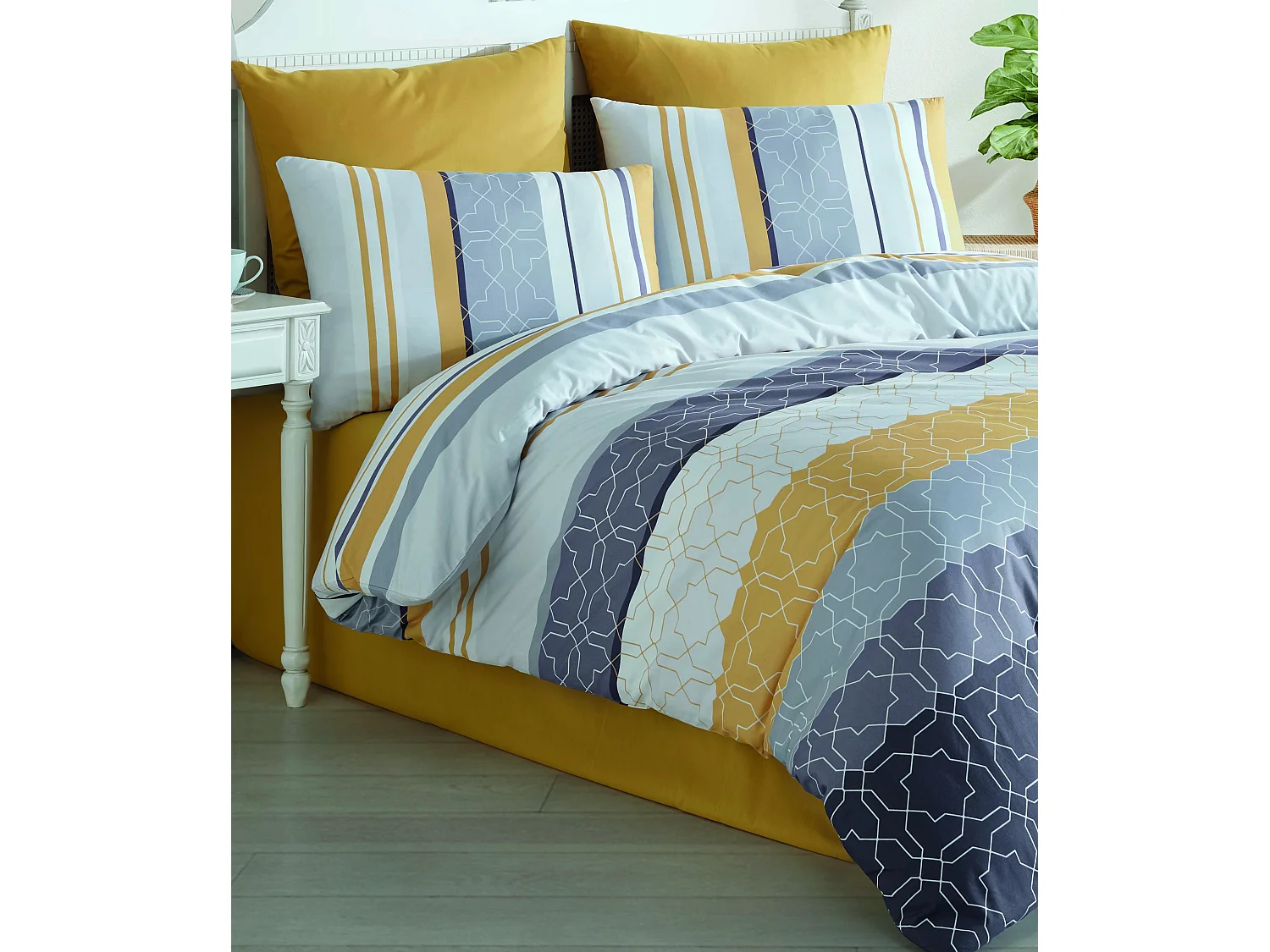 1 persoons beddengoed 140x200 cm+1 kussensloop 65x65 cm in katoen