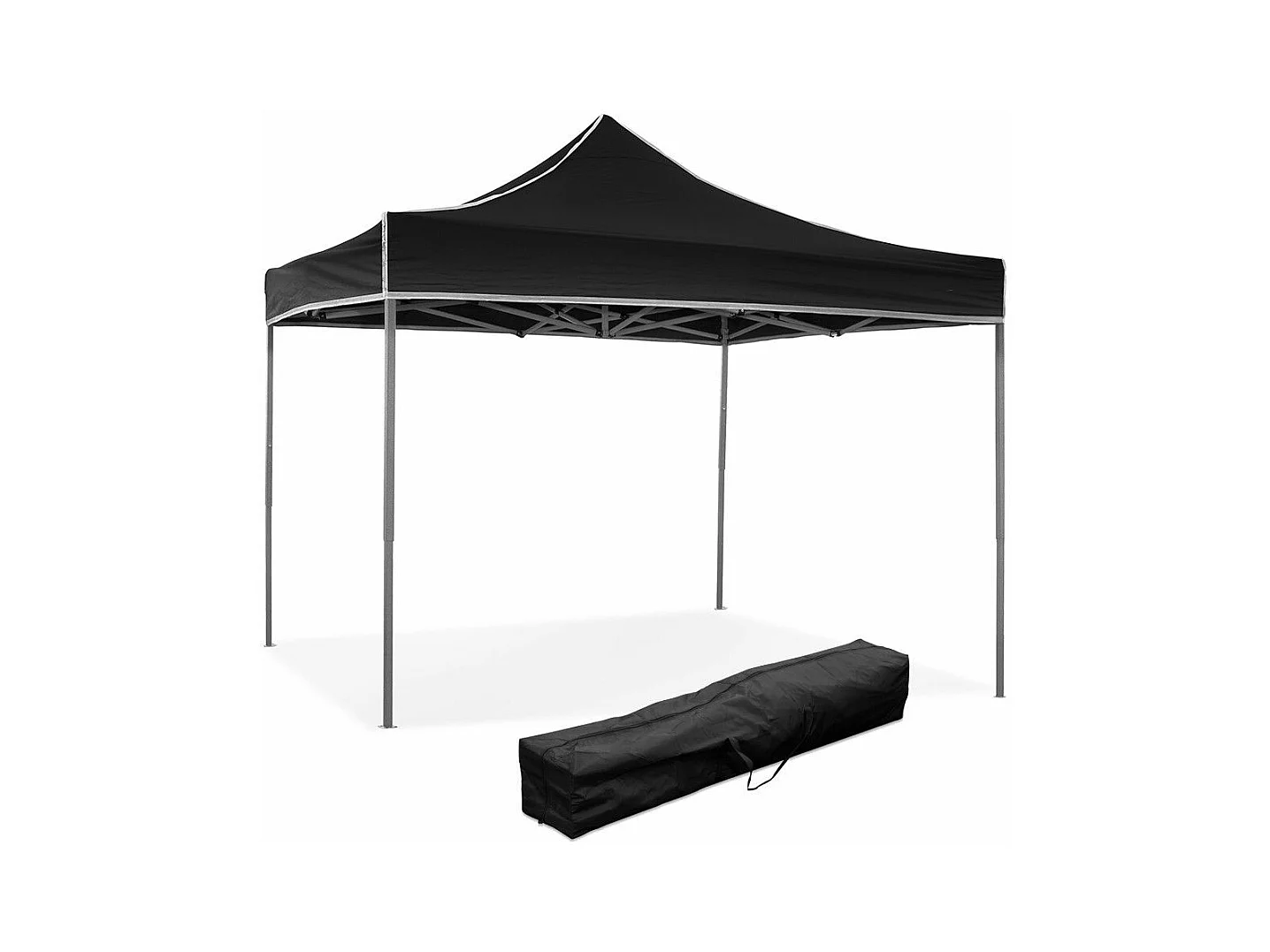 Gazebo pliable pliable 3 X 3 Noir recouvert de PVC imperméable