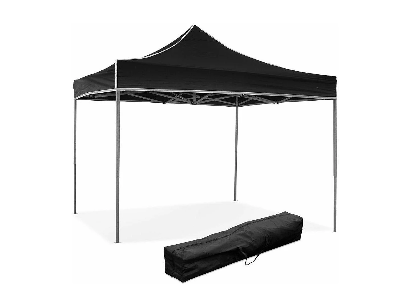 Gazebo pliable pliable 3 X 3 Noir recouvert de PVC imperméable