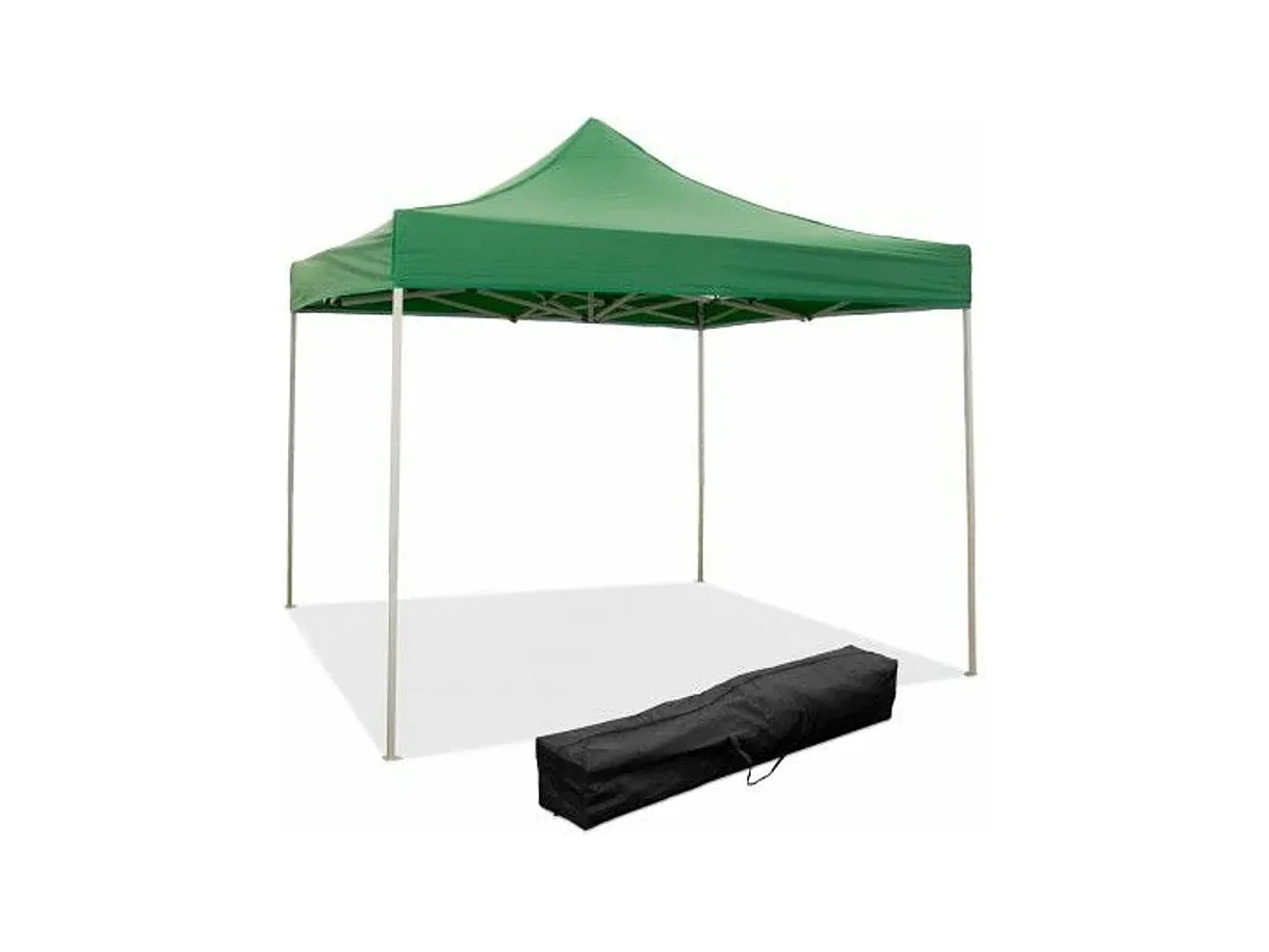 Gazébo pliable pliable 3 X 3 Vert recouvert de PVC imperméable