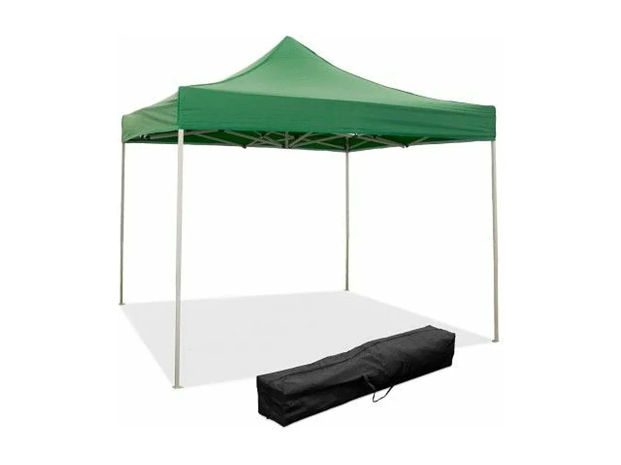 Gazébo pliable pliable 3 X 3 Vert recouvert de PVC imperméable