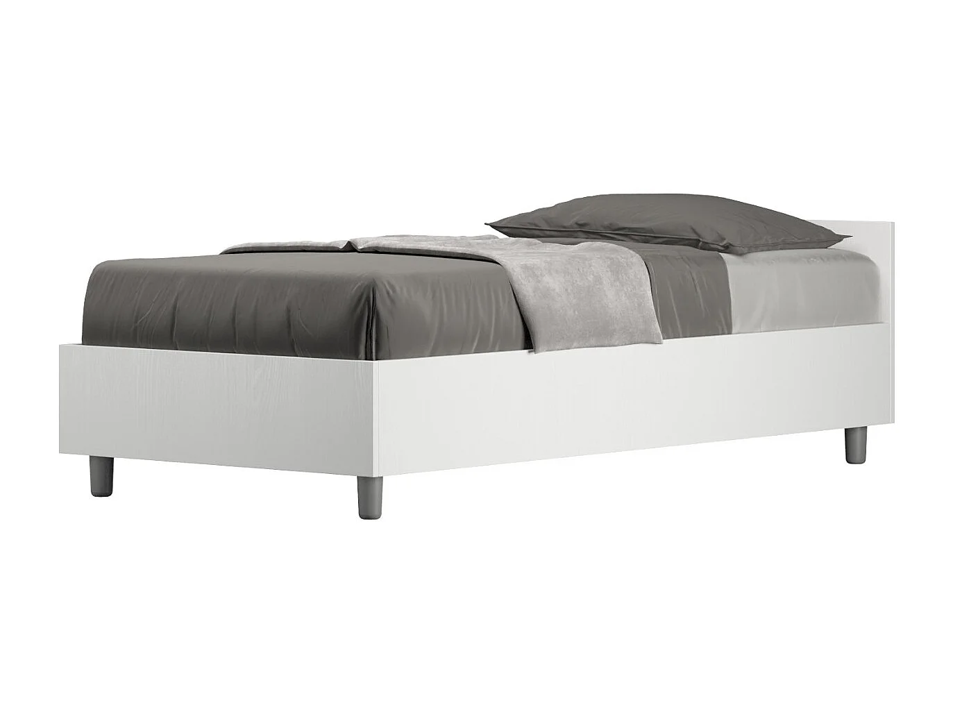 Estructura de cama de madera Borra-Color Blanco-Ropa de cama 80x200 cm-Versión Con base