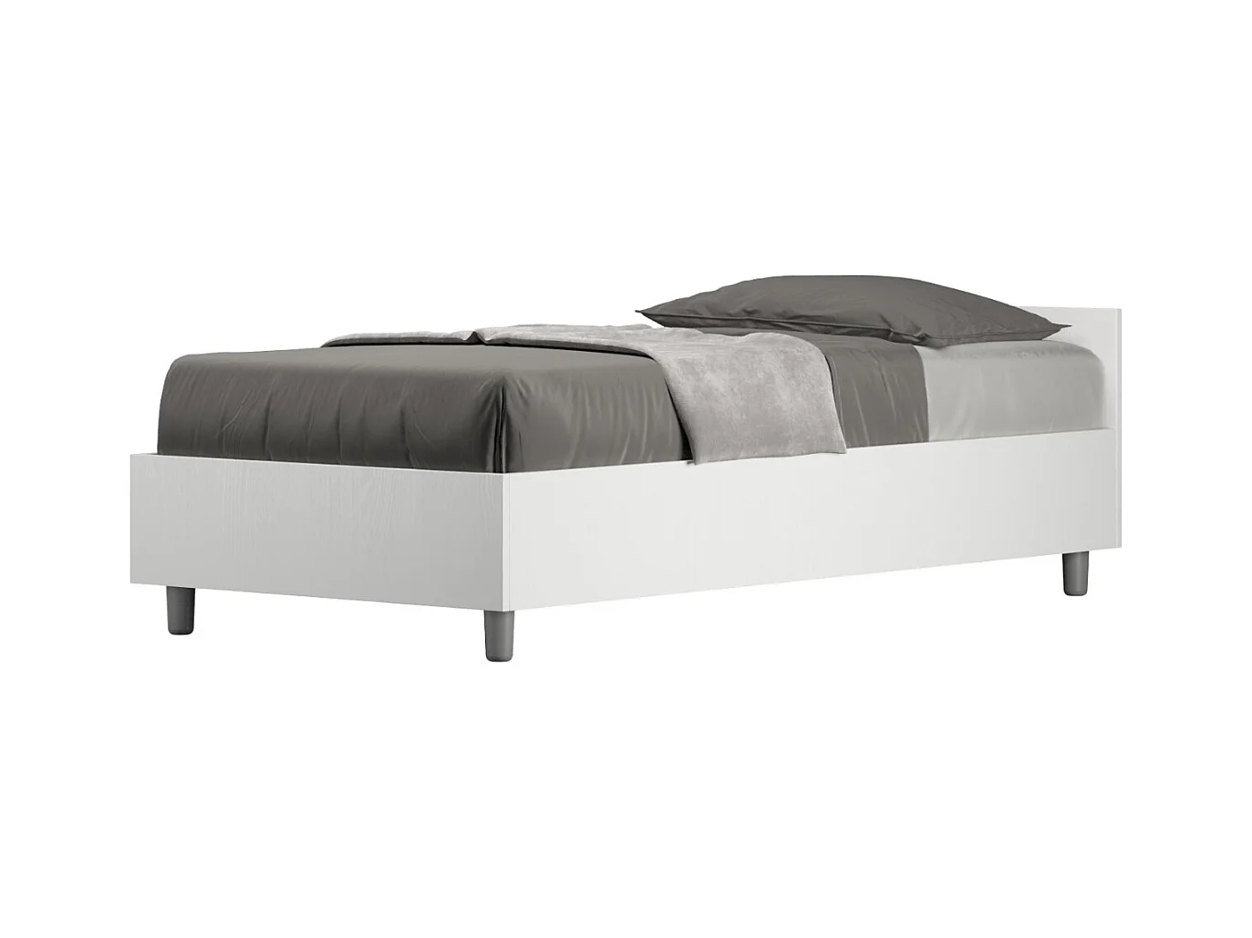 Estructura de cama de madera Borra-Color Blanco-Ropa de cama 80x200 cm