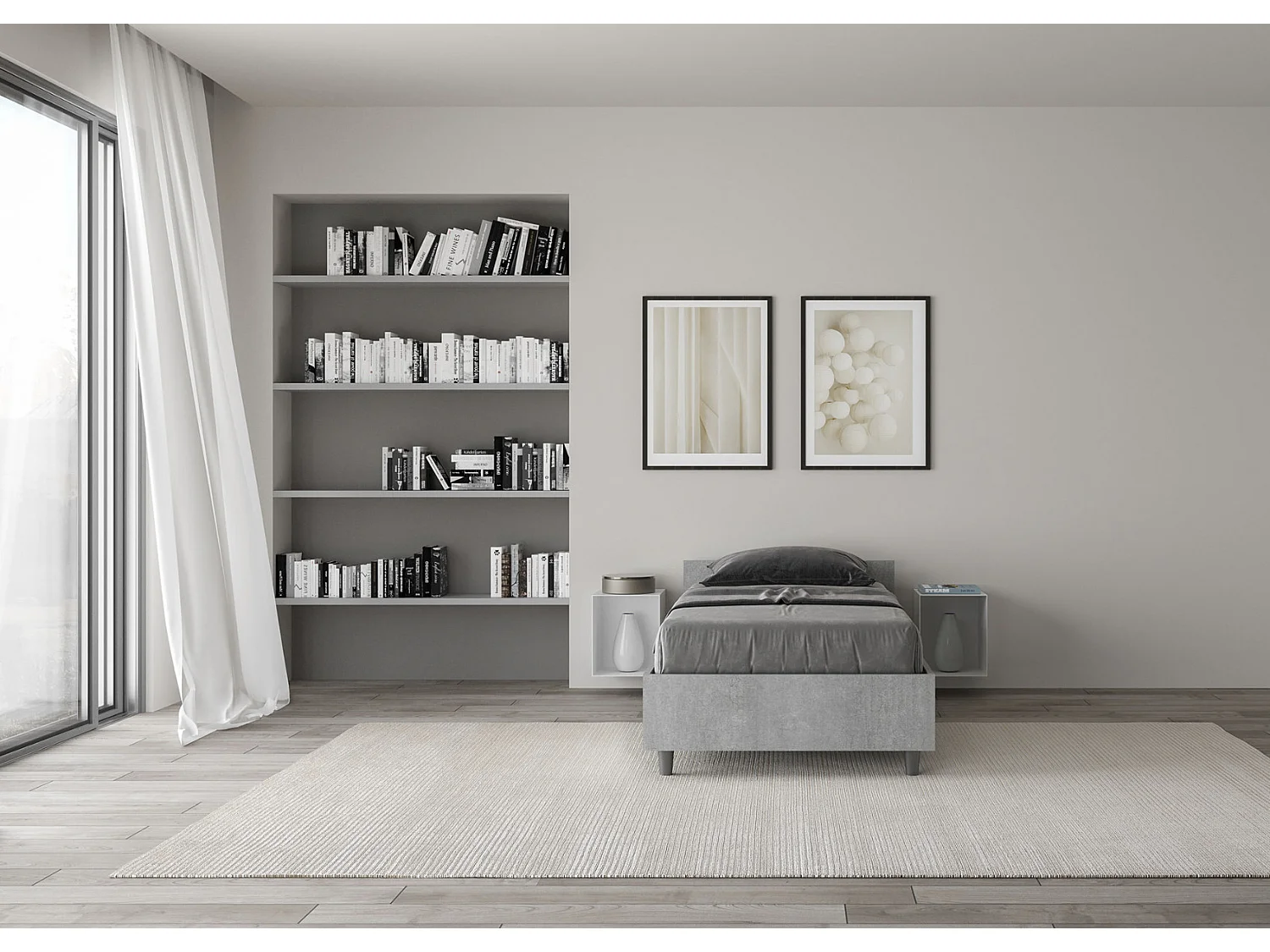 Borra houten bedframe-Kleur Grijs-Slapen 80x200cm-Versie zonder boxspring