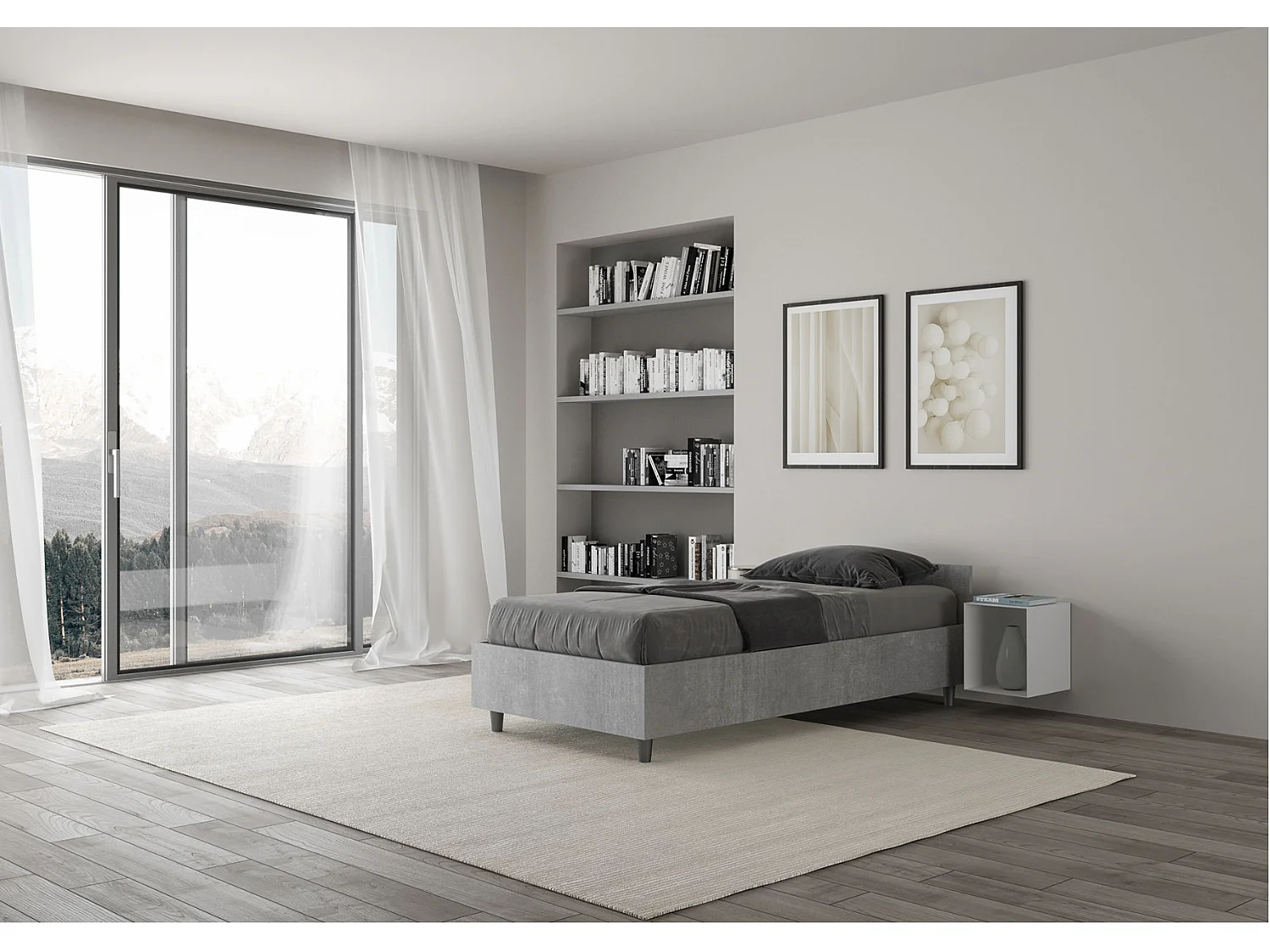 Borra houten bedframe-Kleur Grijs-Slapen 80x200cm-Versie zonder boxspring