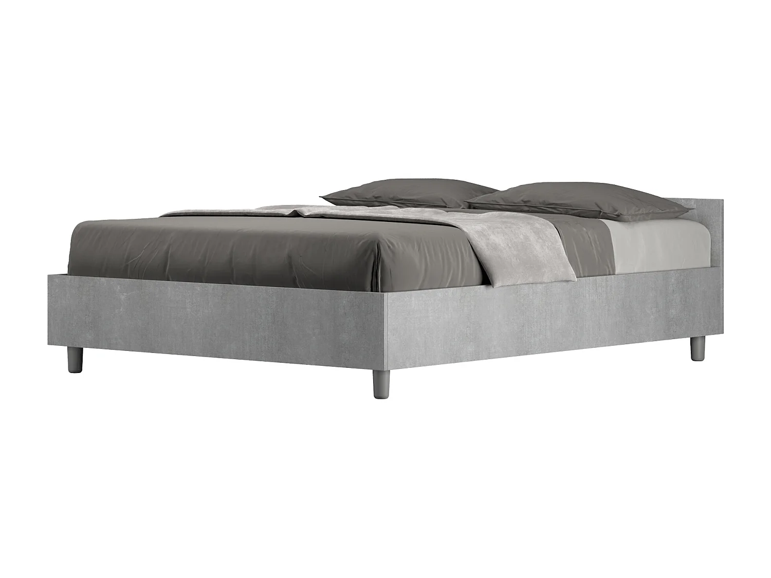 Lit double avec sommier 140x200 gris béton Nuamo