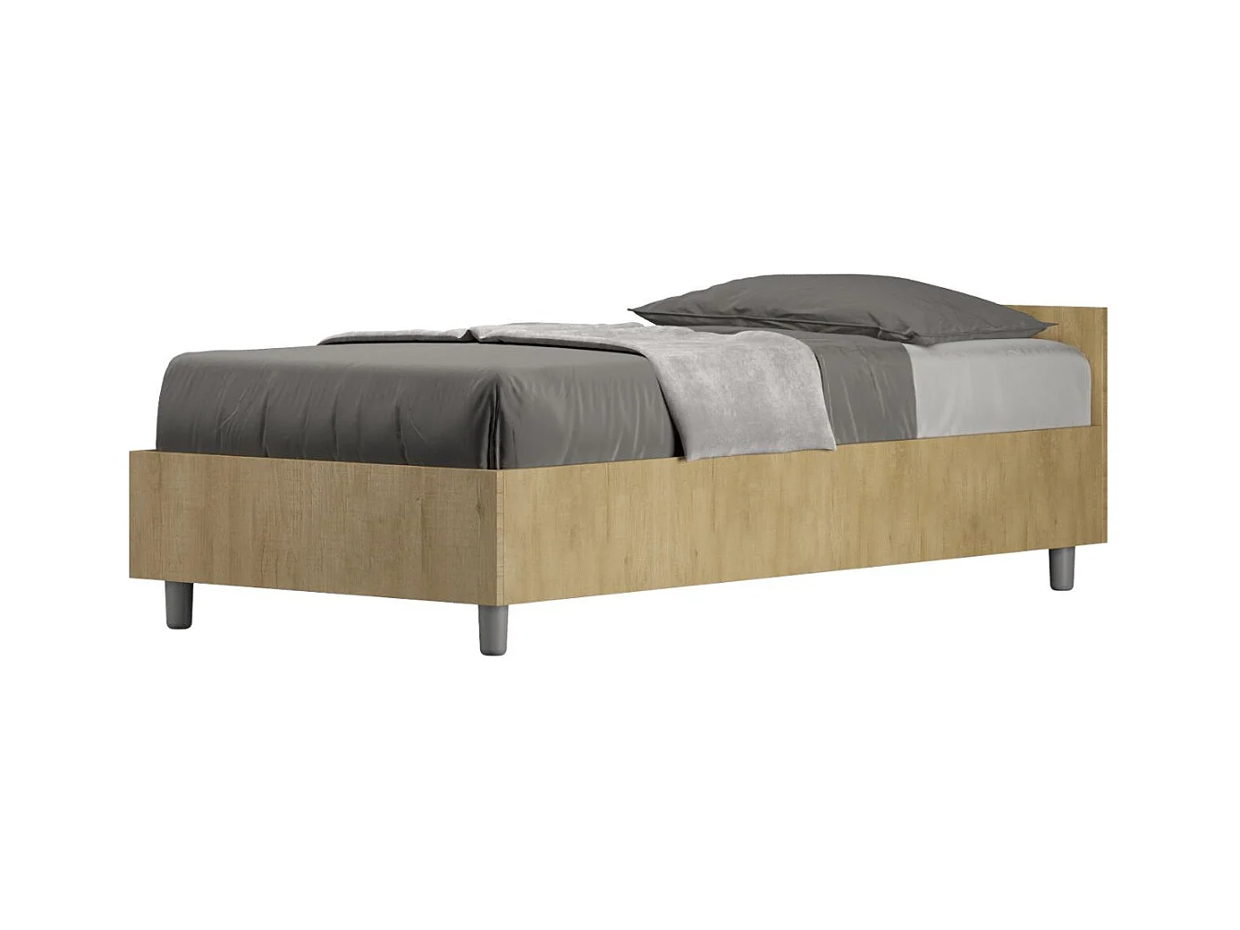 Cadre de lit en bois Borra-Couleur Marron clair-80x200-Version avec sommier