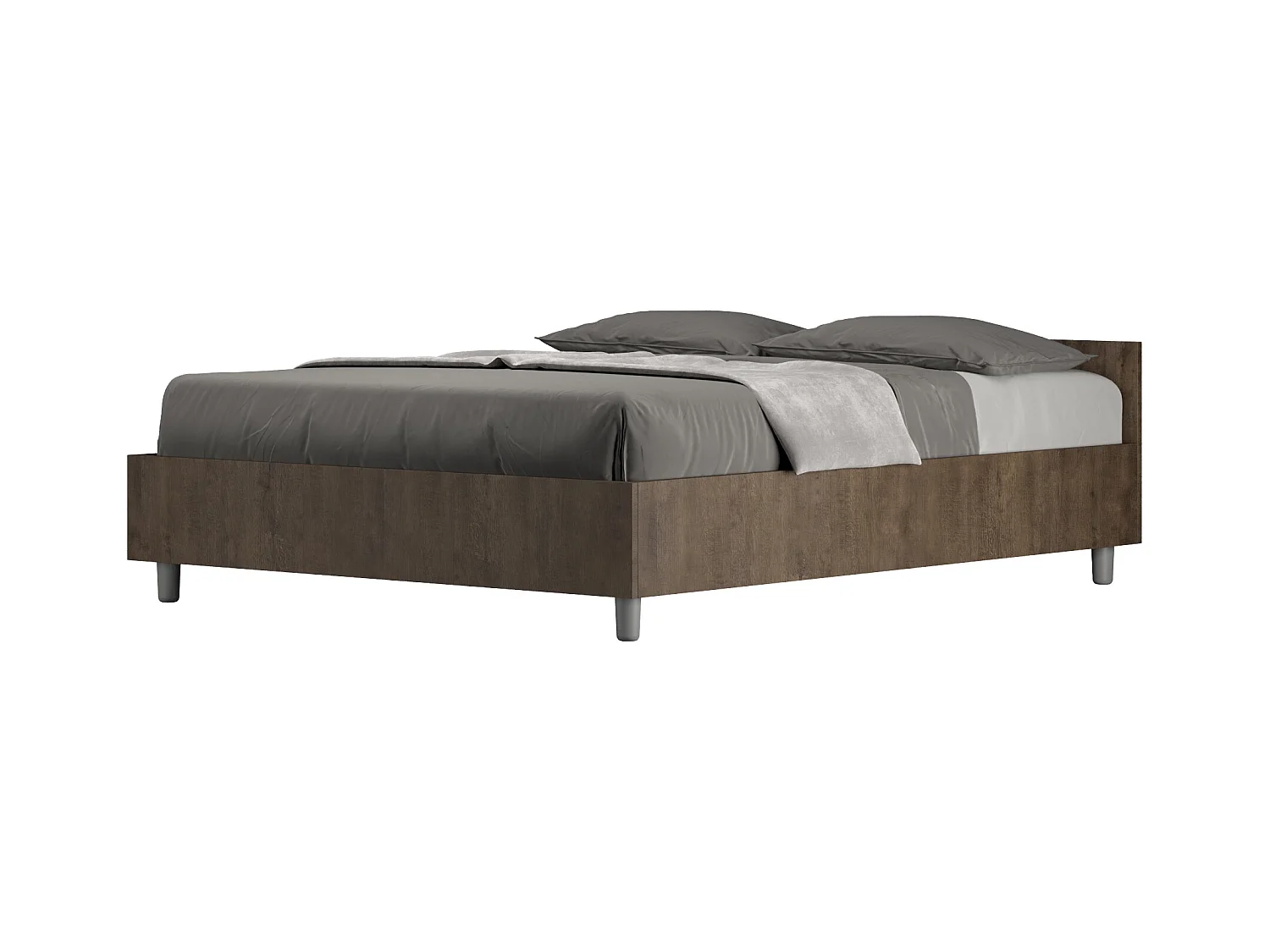 Borra houten bedframe-Kleur Donker bruin-Slapen 140x200cm-Versie zonder boxspring