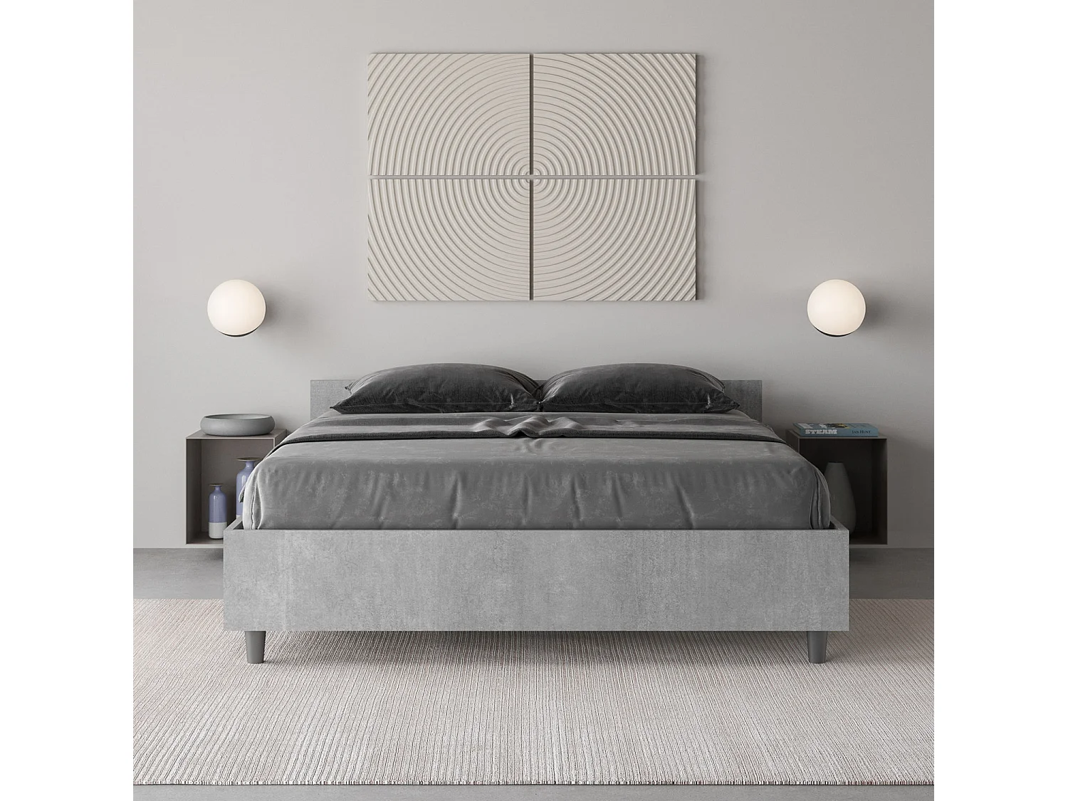 Bed 140x200 zonder lattenbodem cement Nuamo