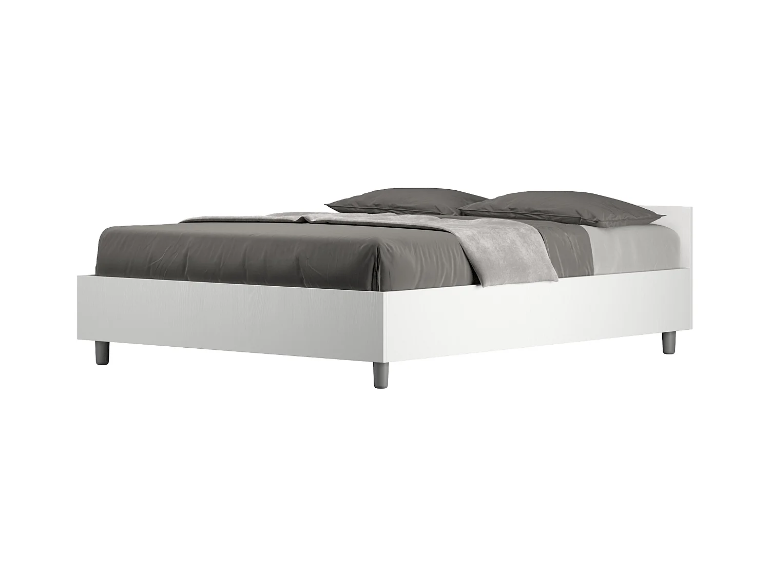 Lit double avec sommier 140x200 frêne blanc Nuamo