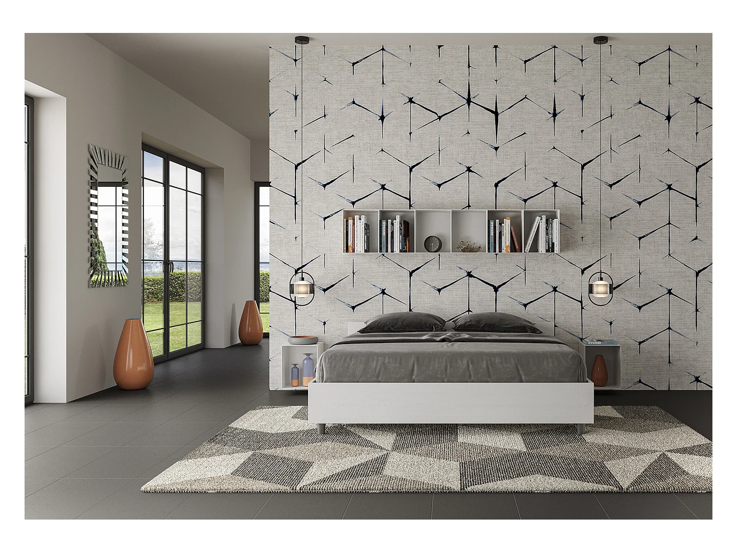 Lit avec sommier 160x200 frêne blanc Nuamo