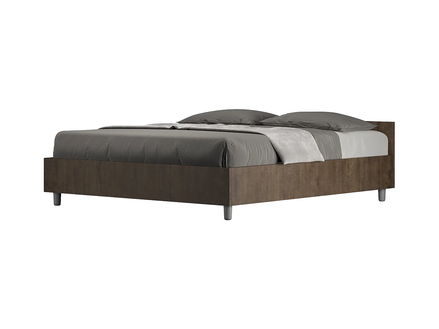 Lit sans sommier 160x200 noyer Nuamo