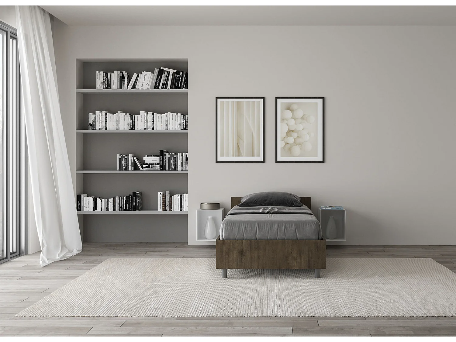 Cadre de lit en bois Borra-Couleur Marron Foncé-80x200