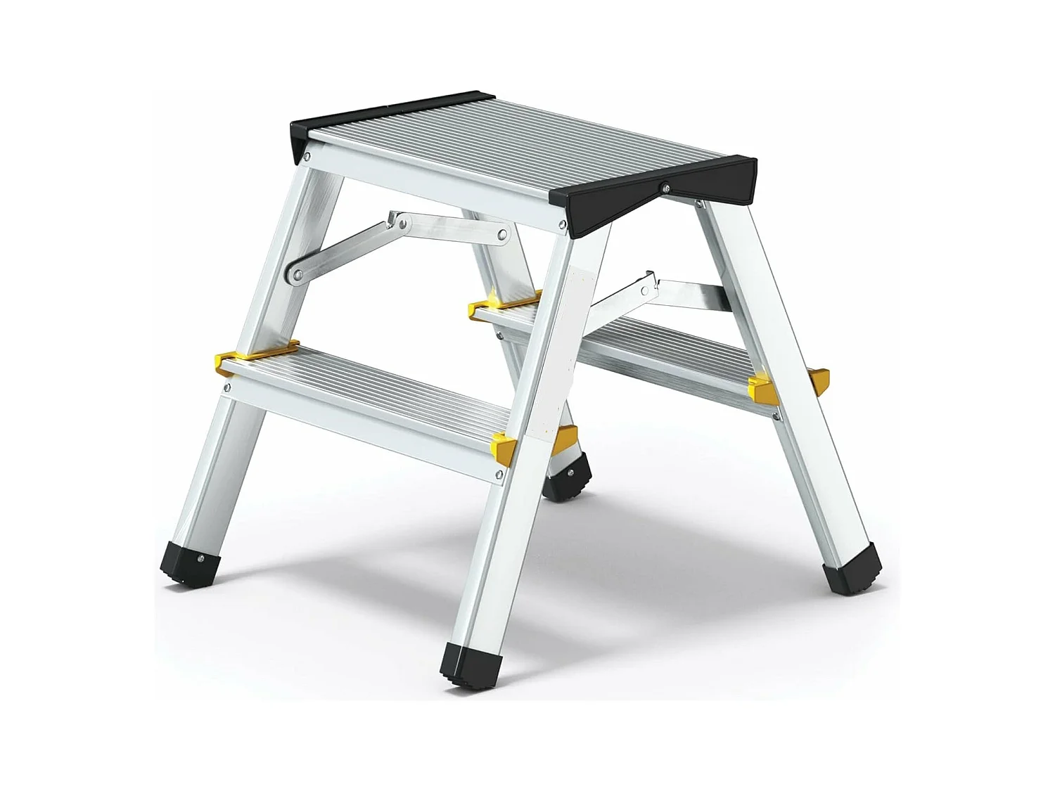 Aluminium-Leiterhocker 2 Stufen 2x2 Doppelaufstieg 125 kg