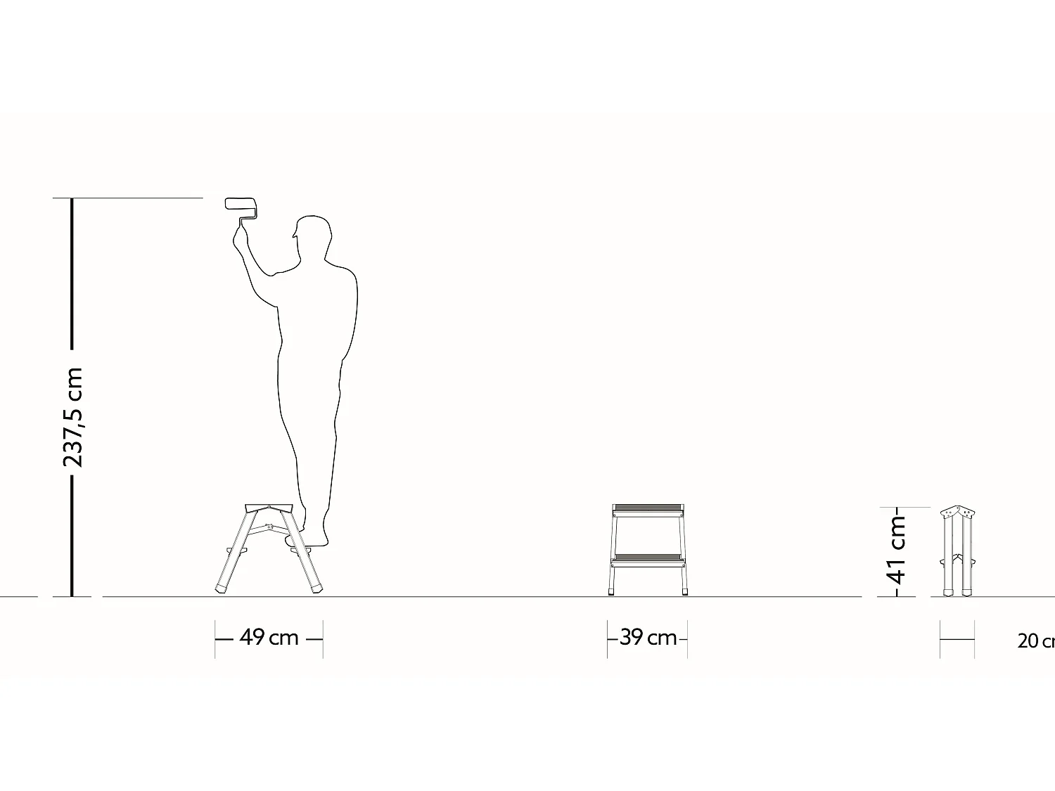 Tabouret échelle aluminium 2 marches 2x2 double montée 125 kg