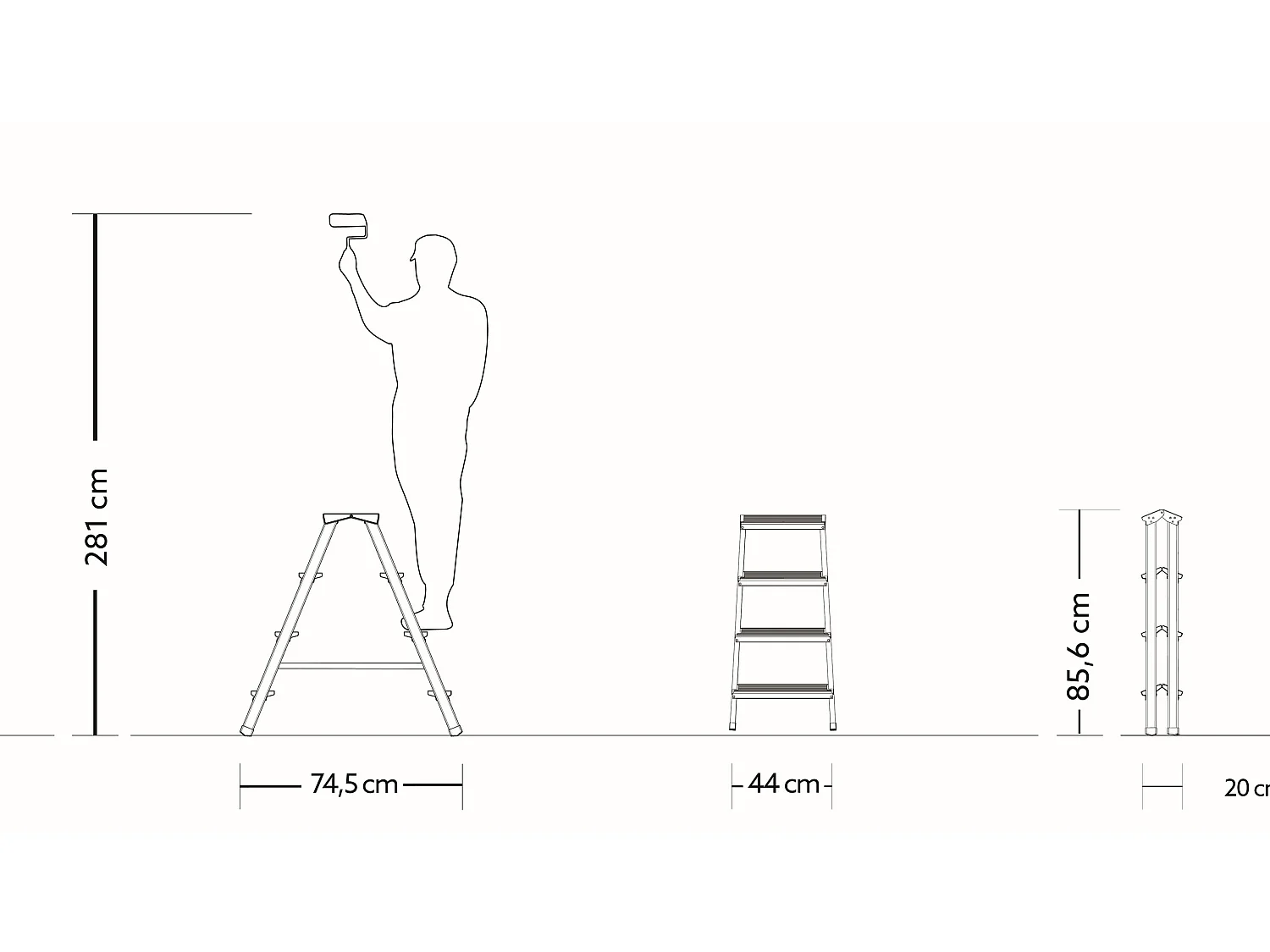 Aluminium-Leiterhocker 4 Stufen 4x4 Doppelaufstieg 125 kg